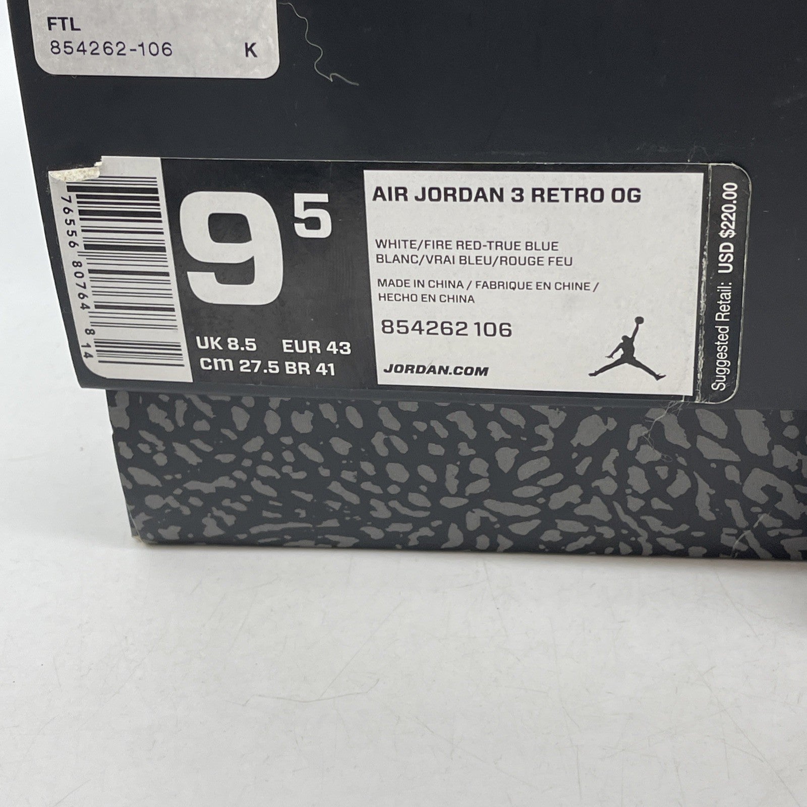 Size 9.5 - Air Jordan 3 Retro OG Mid True Blue (854262-106)