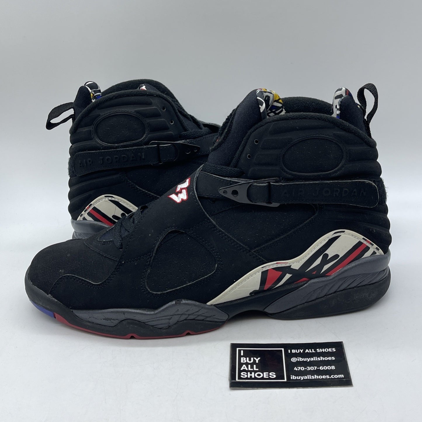 Size 13 - Air Jordan 8 Retro 2007 Playoff Black White Red Suede (305381-061)