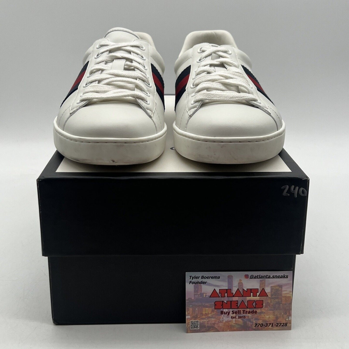 Size 8.5 - Gucci Ace White Blue Red W Leather (387993-02JR0-9072)