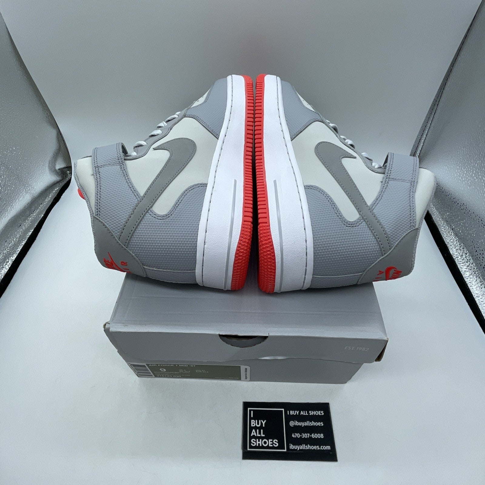Size 9 - Nike Air Force 1 '07 Mid Pure Platinum Crimson (315123-030)