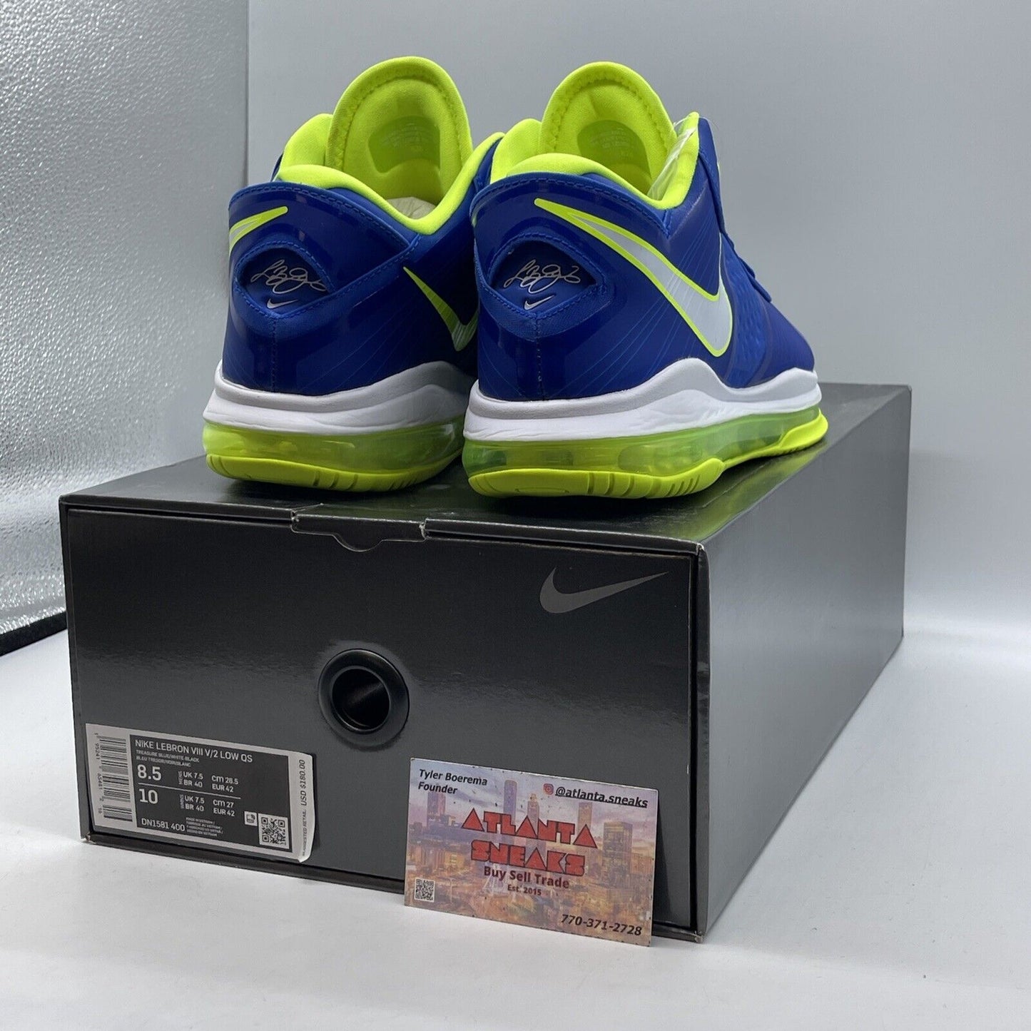 Size 8.5 - Nike LeBron 8 V/2 2021 Low Sprite Blue Neon Yellow (DN1581-400)