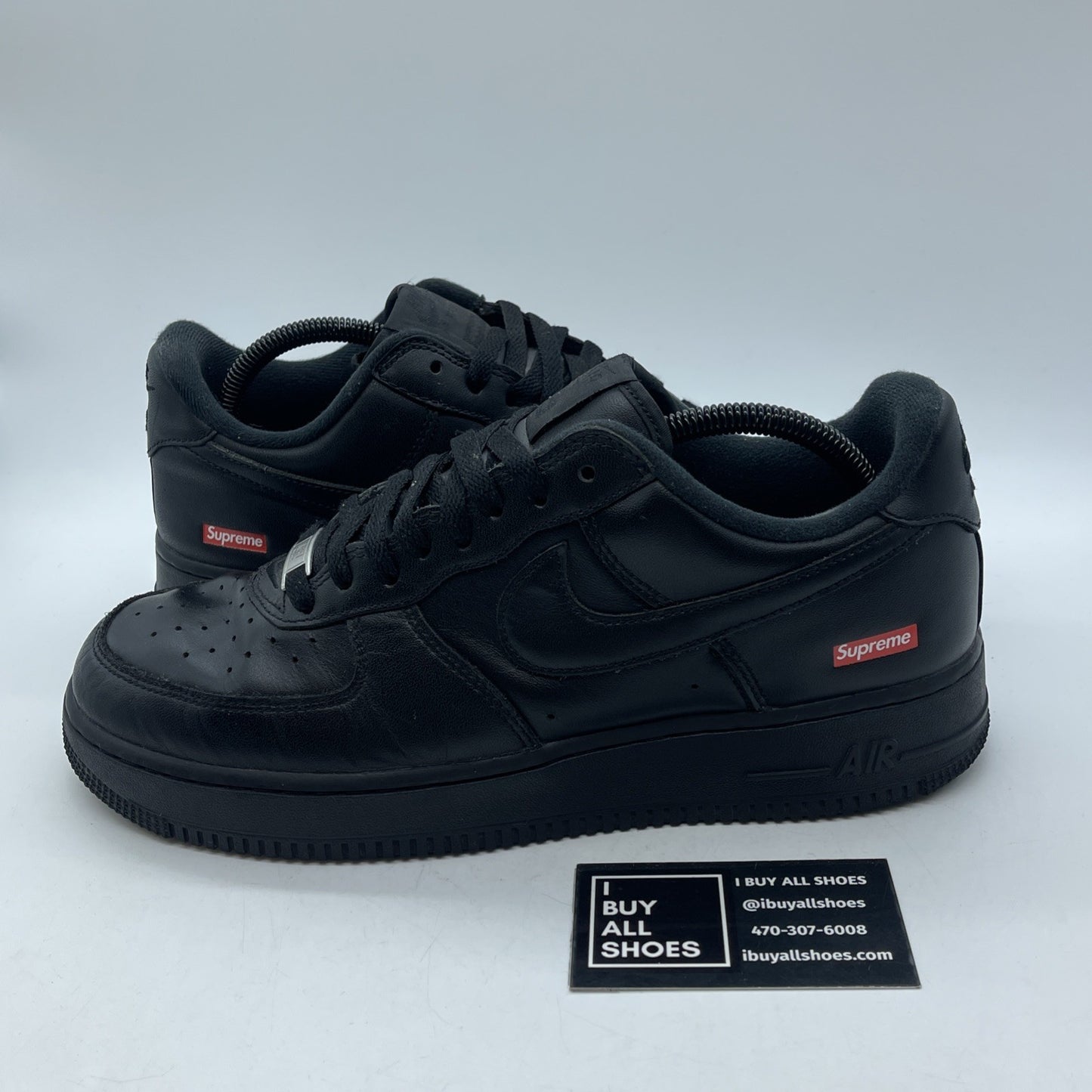 Size 9.5 - Nike Air Force 1 Low x Supreme Box Logo Black Leather (CU9225-001)