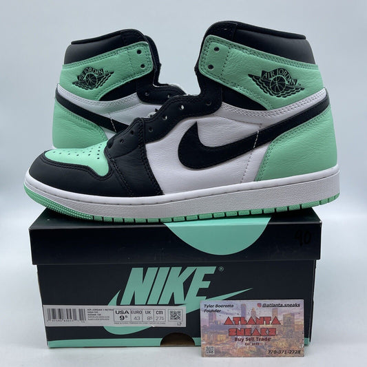 Size 9.5 - Air Jordan 1 Retro High Green Glow Black White Leather (DZ5485-130)