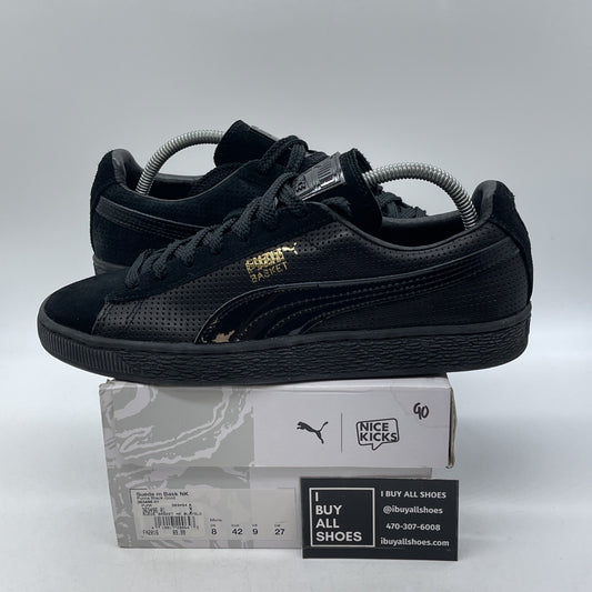 Size 9 - PUMA Nice Kicks x Suede Basket Black Gold Leather (363496-01)