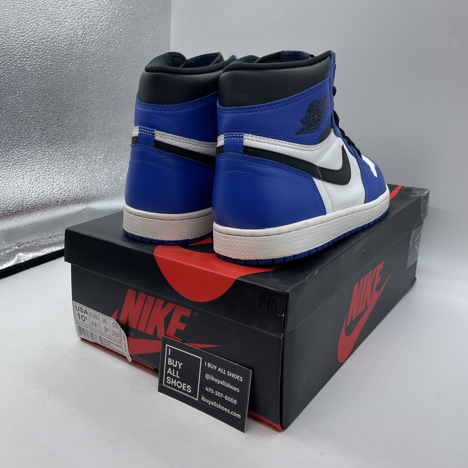 Size 10.5 - Jordan 1 Retro High OG Game Royal Blue Black Leather (555088-403)