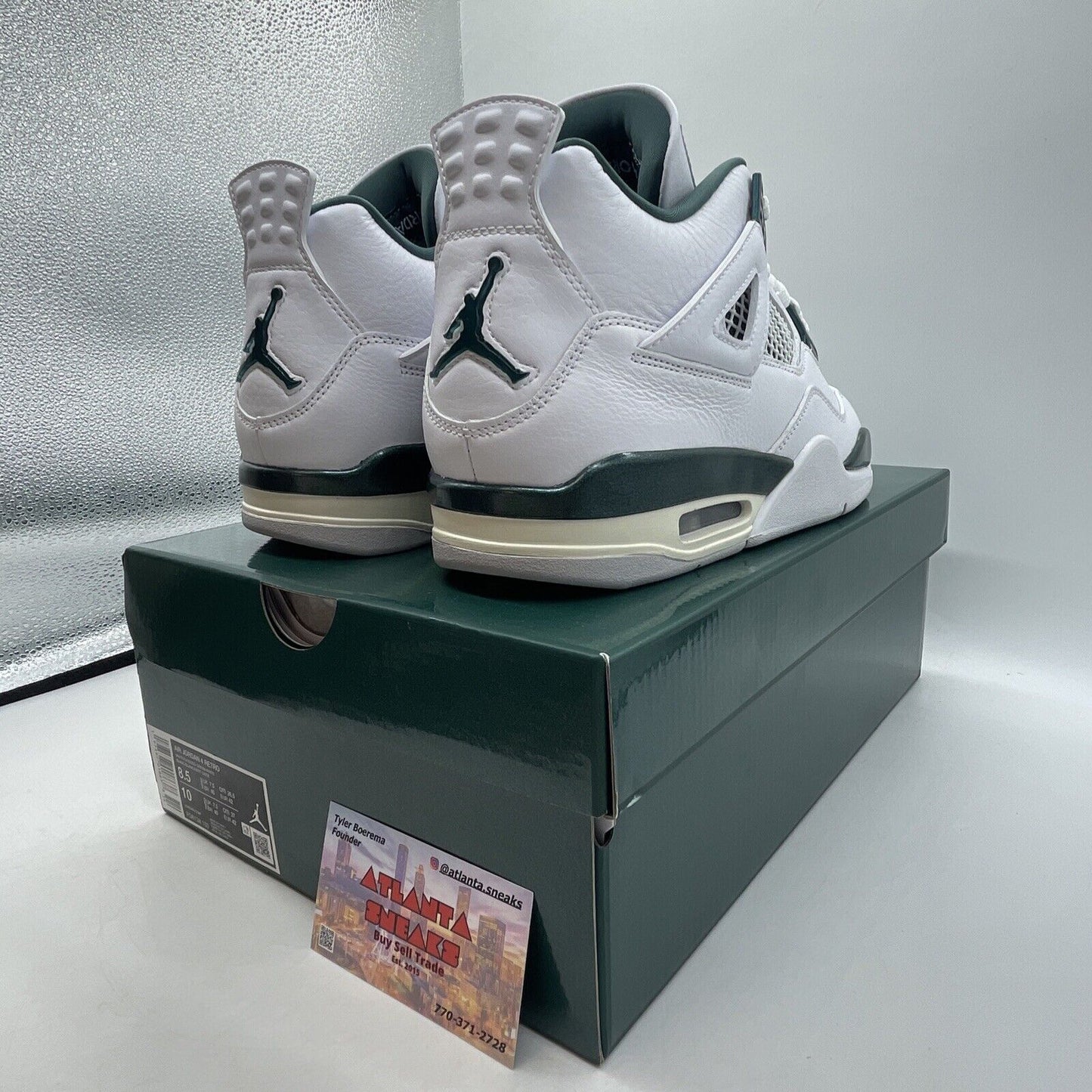 Size 8.5 - Air Jordan 4 Retro Oxidized Green white Leather (FQ8138-103)