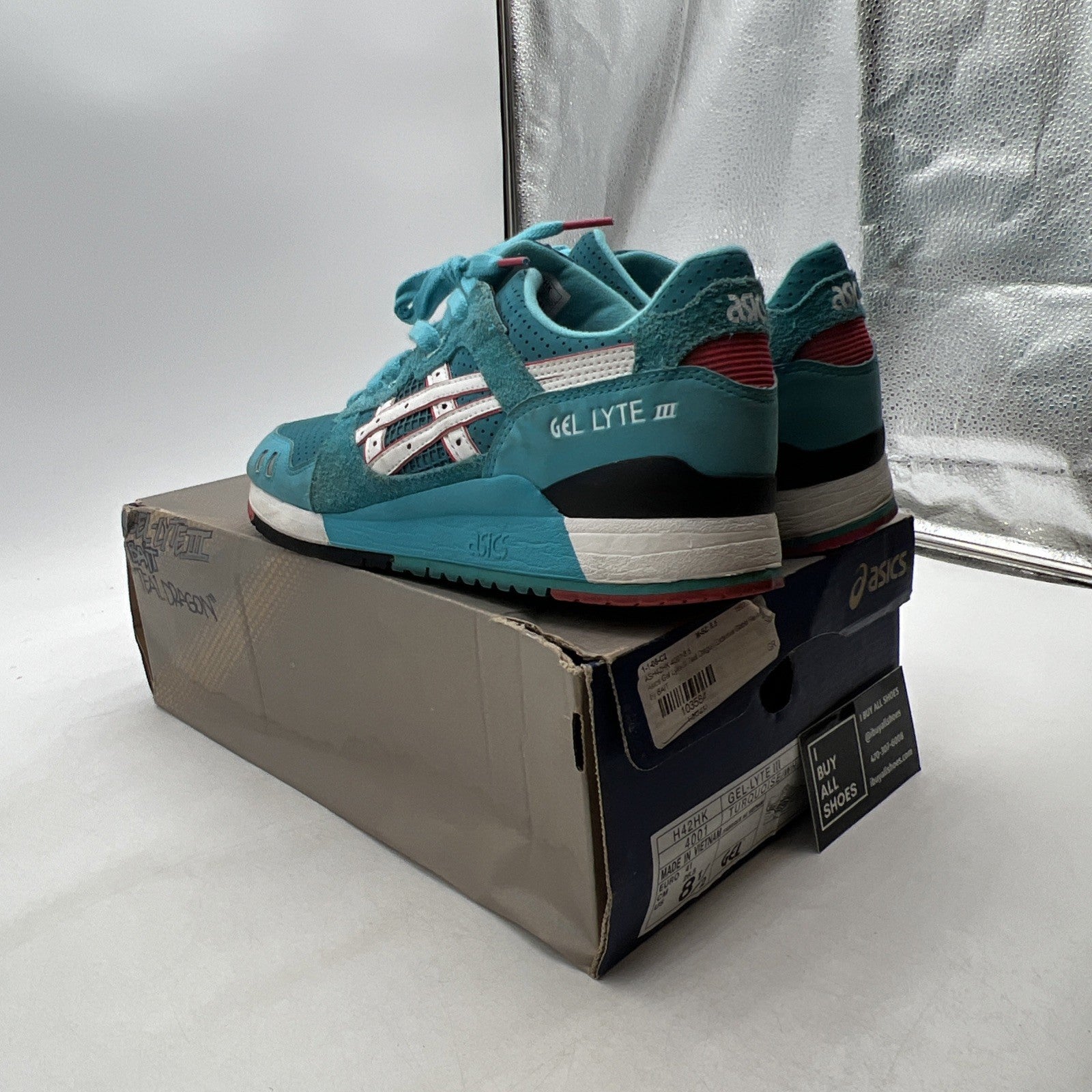 Size 8.5 - ASICS Bait x Gel Lyte 3 Teal Dragon (H42HK4001)