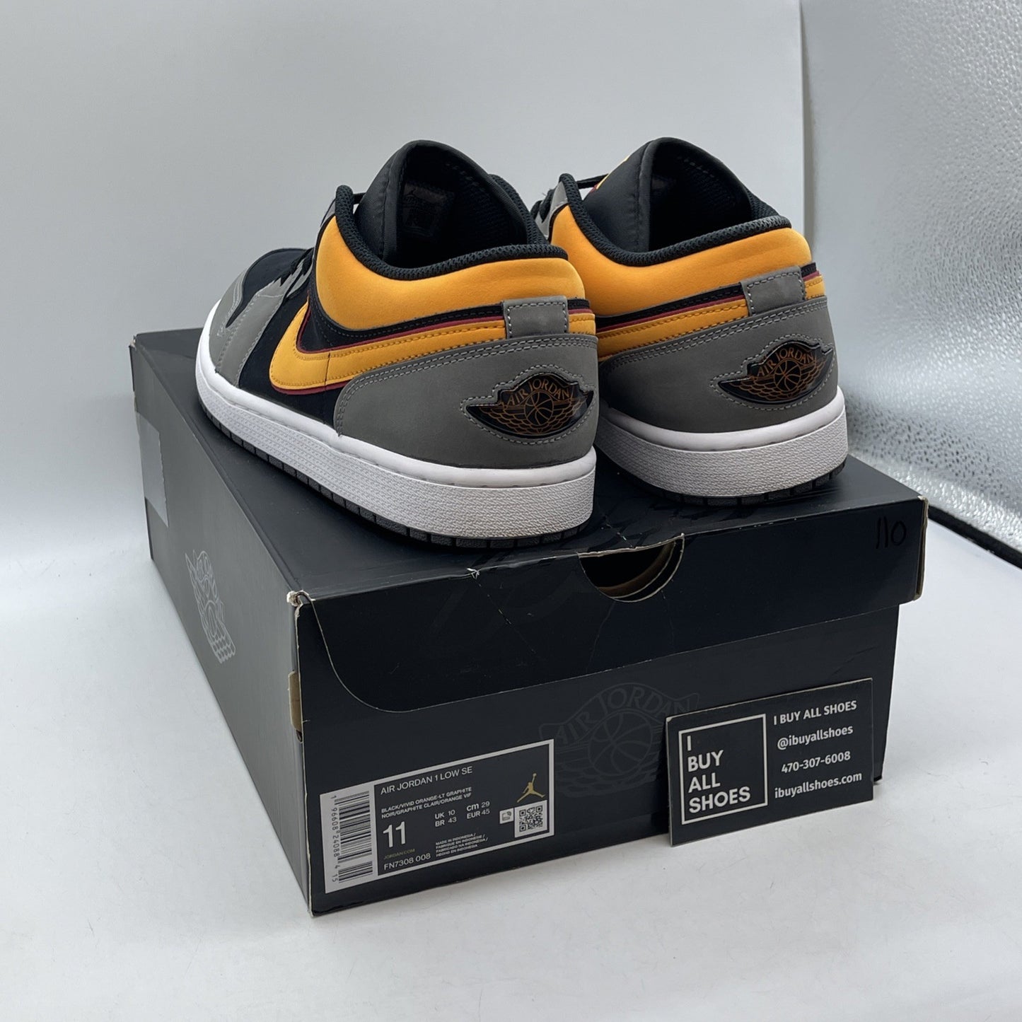 Size 11 - Air Jordan 1 SE Low Vivid Orange Black Grey Suede (FN7308-008)