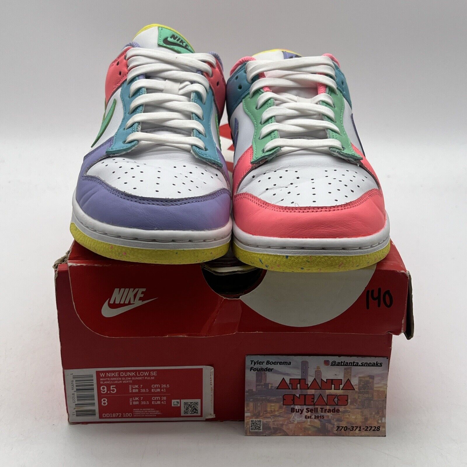 Size 9.5 - Nike Dunk SE Low Candy W White Pink Purple Leather (DD1872-100)