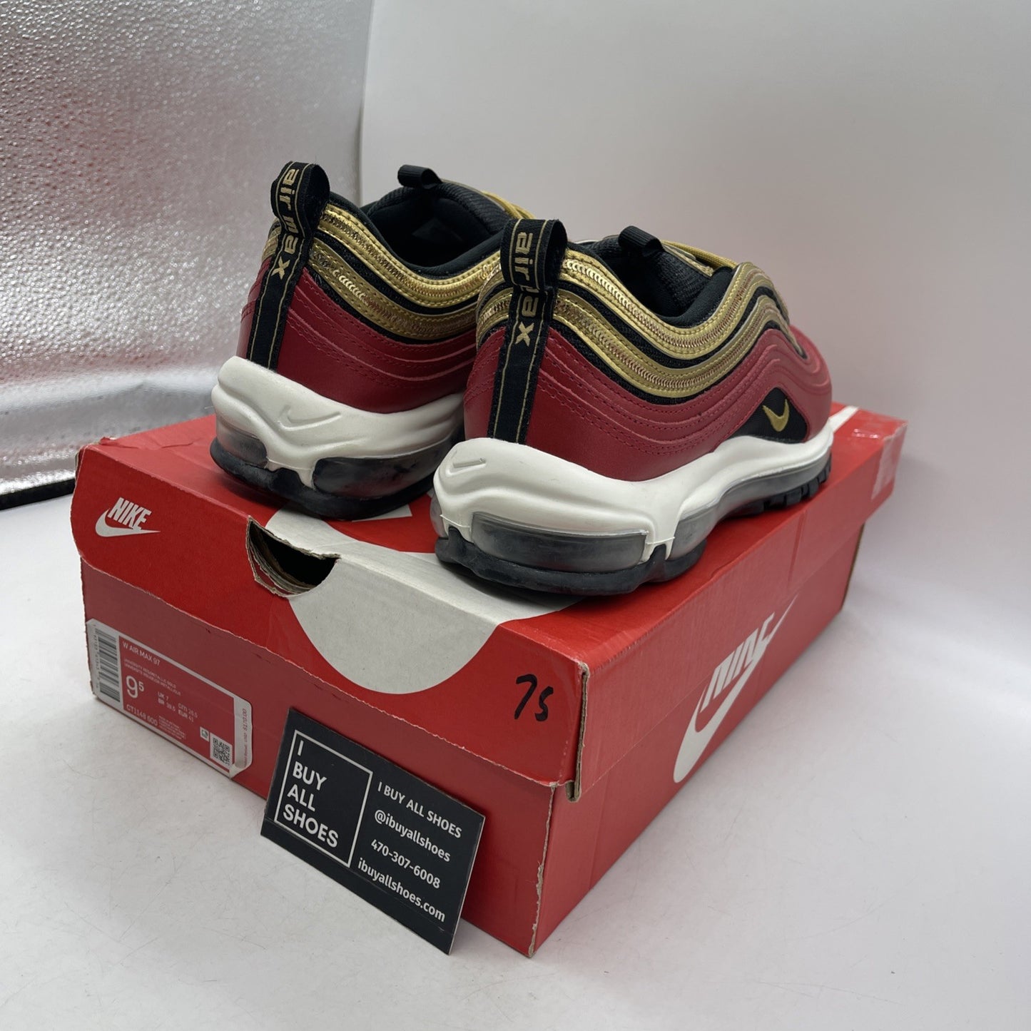 Size 9.5W - Nike Air Max 97 Gold Sequin  (CT1148-600)
