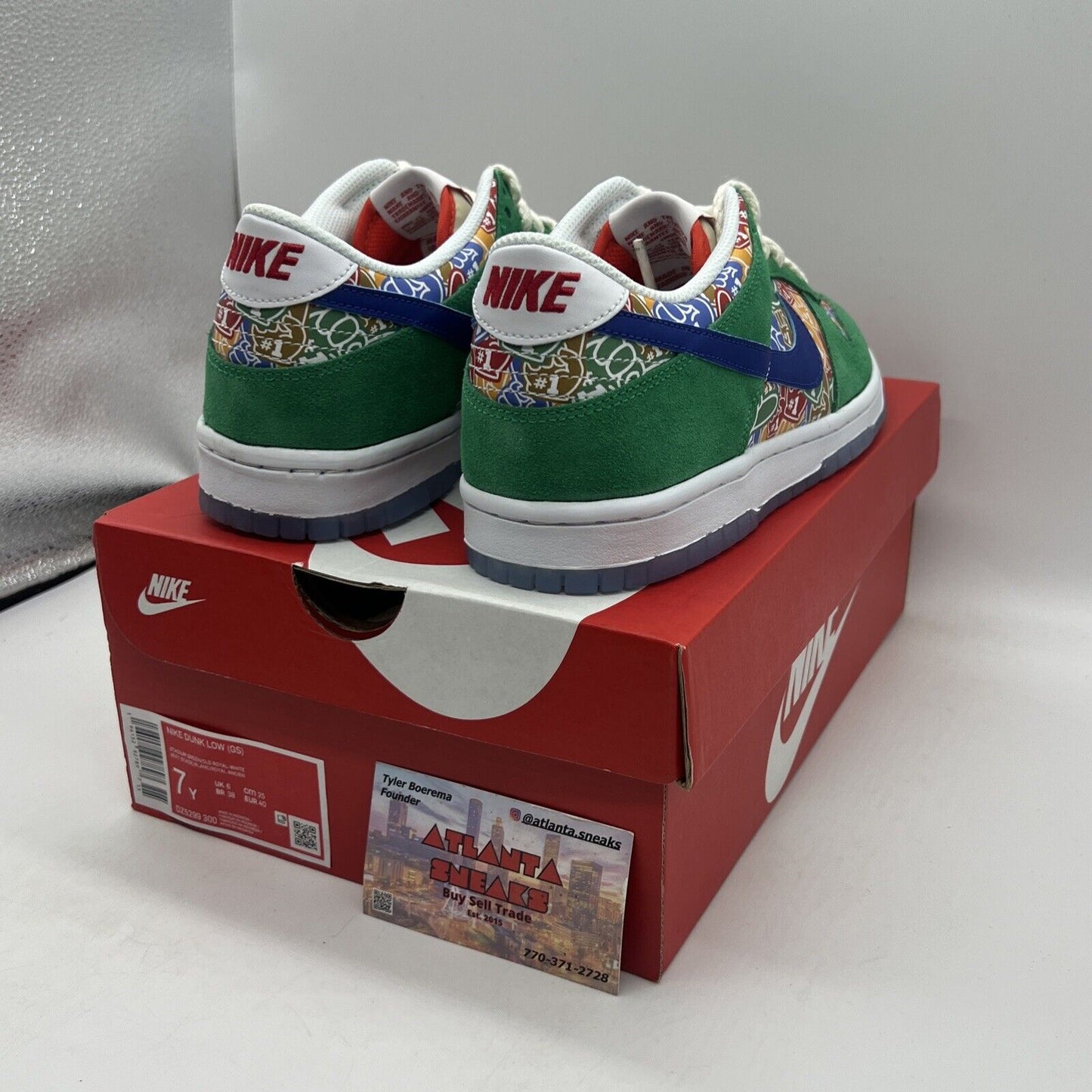 Size 7Y - Nike Dunk Low Foam Finger Brand New Og All Green White Red Blue