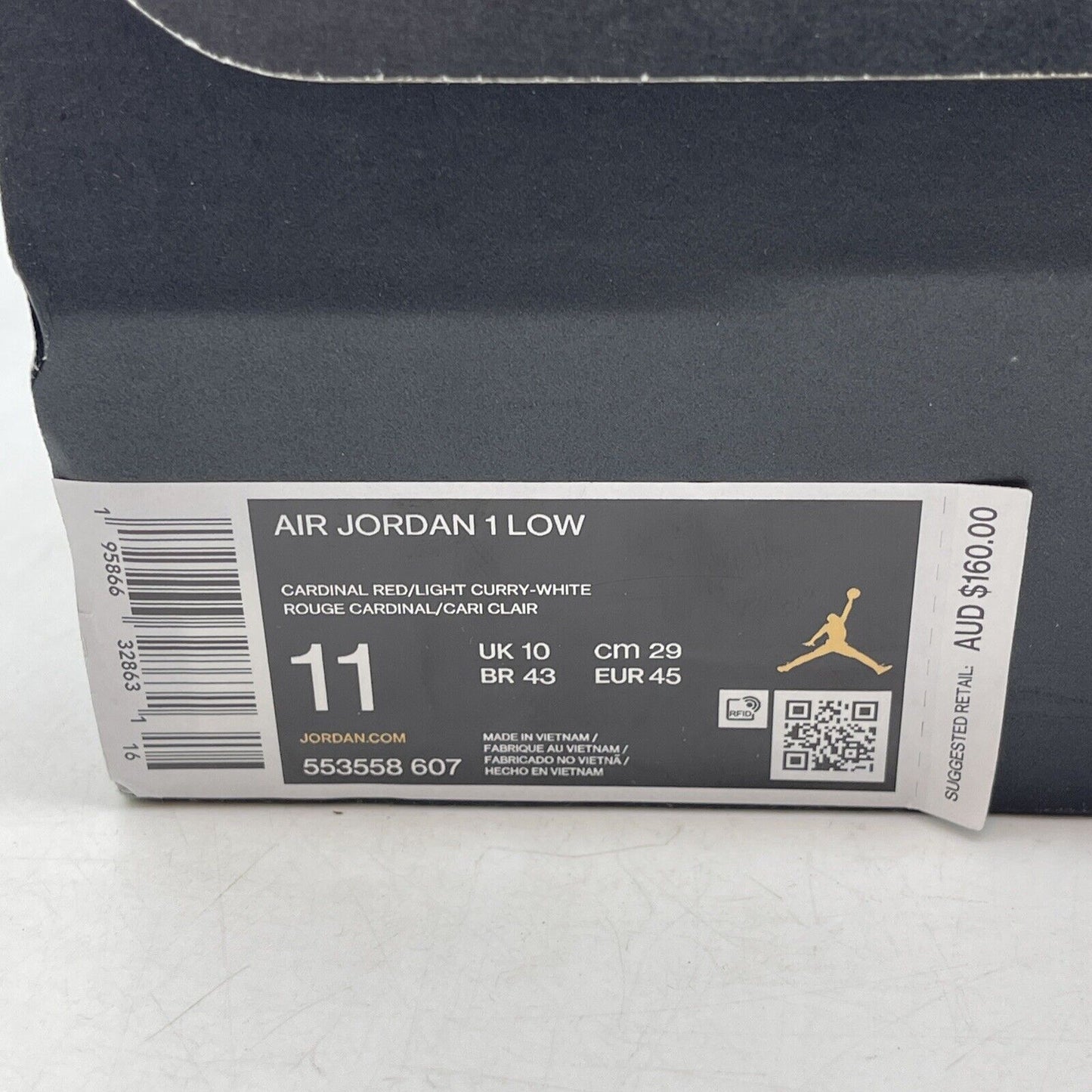 Size 11 - Jordan 1 Low Cardinal Red 2022 White Yellow Leather (553558-607)