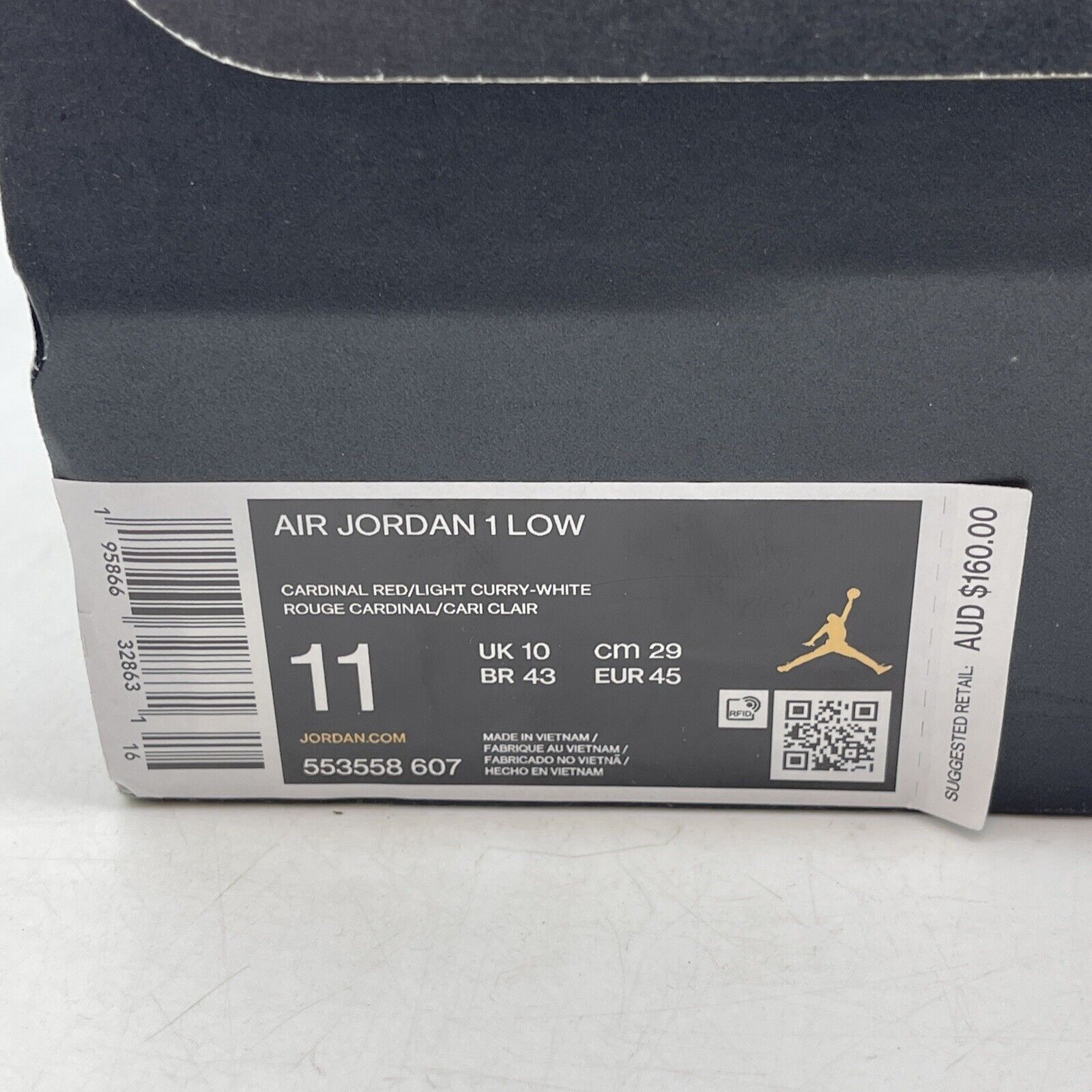 Size 11 - Jordan 1 Low Cardinal Red 2022 White Yellow Leather (553558-607)