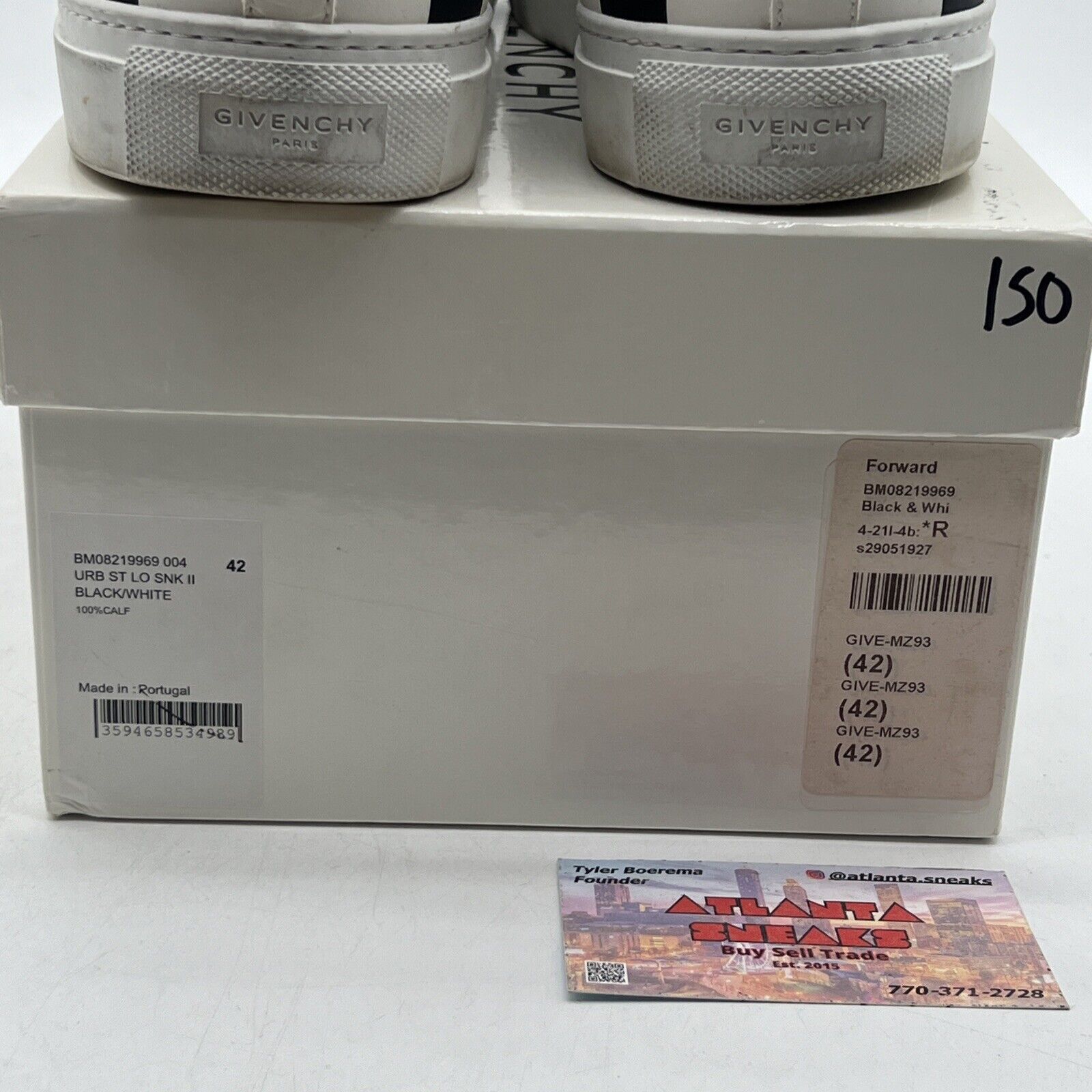 Size 42 - Givenchy Men Shoes Sneakers Black White Leather