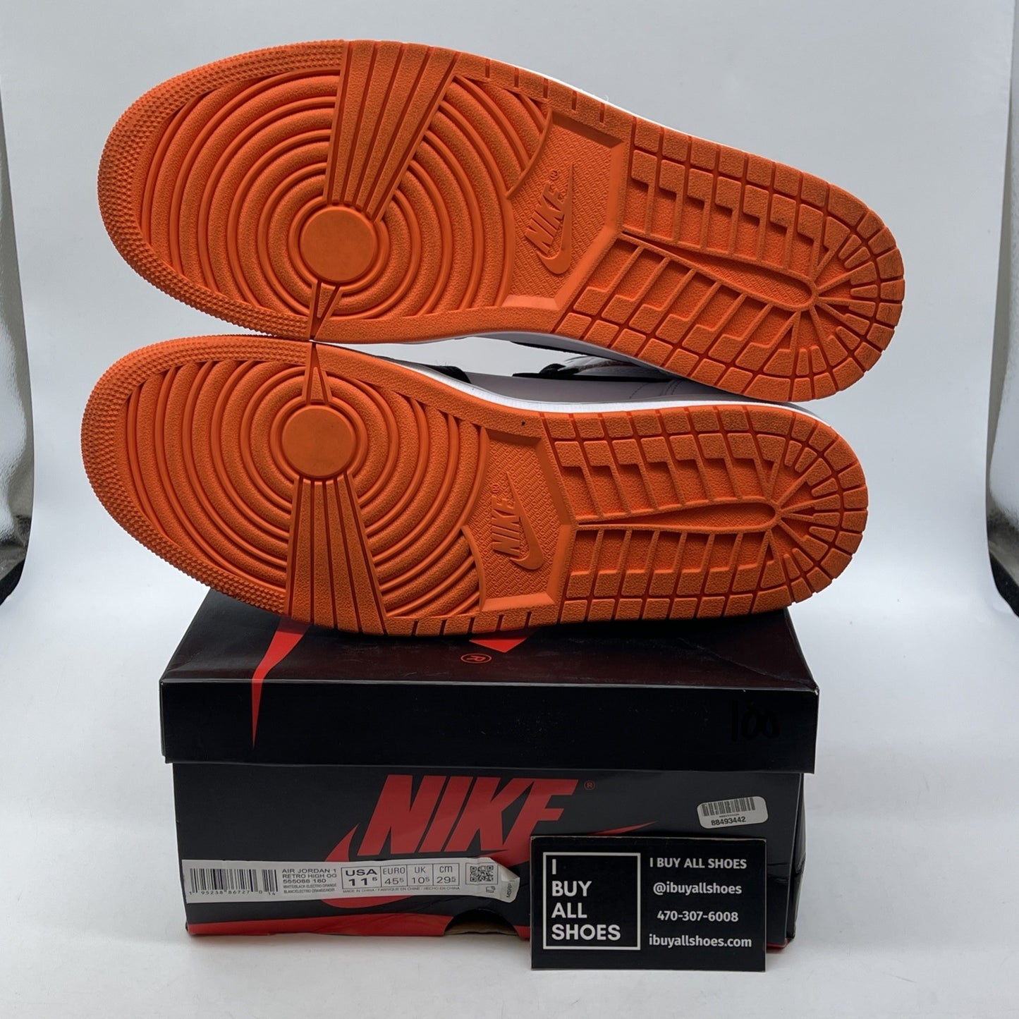 Size 11.5 - Jordan 1 Retro High Electro Orange White Black Leather (555088-180)