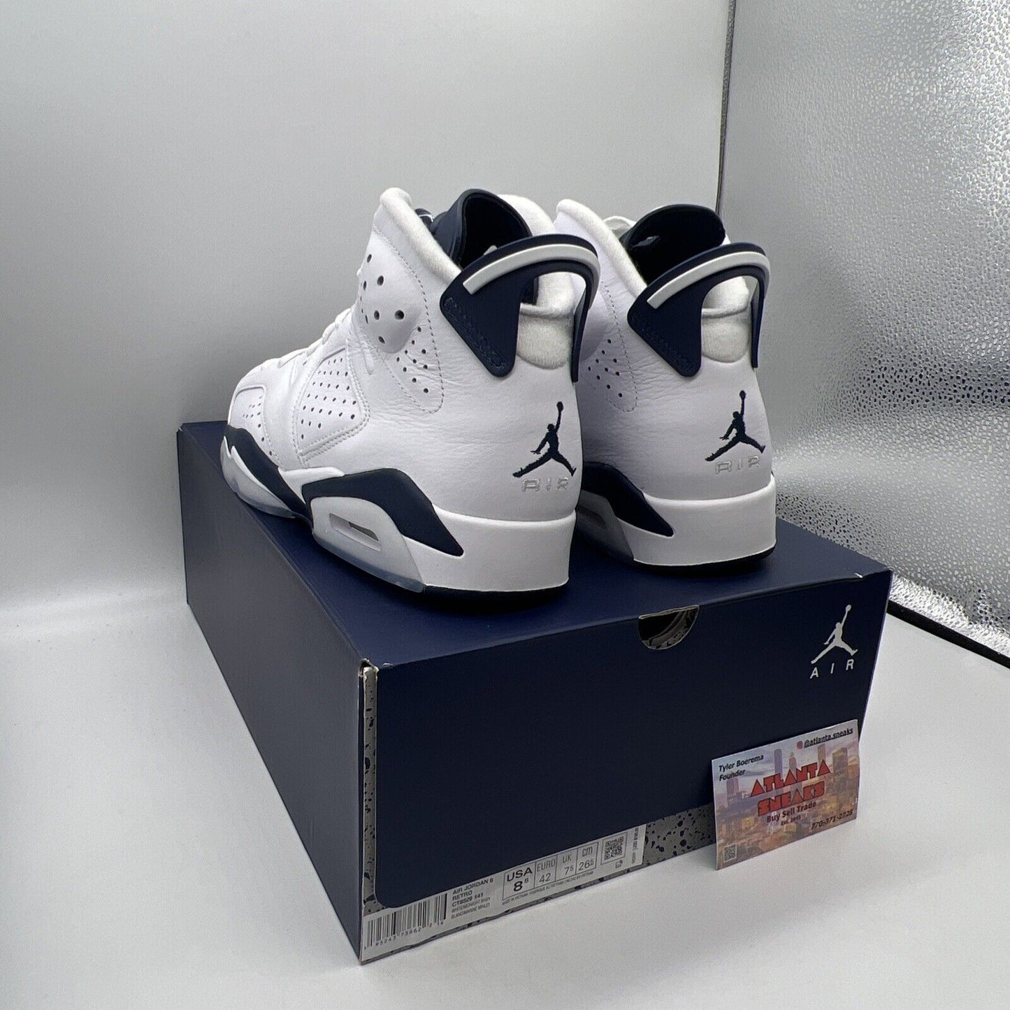 Size 8.5 - Jordan 6 Retro Midnight Navy Brand New Og All White Icey Leather DS