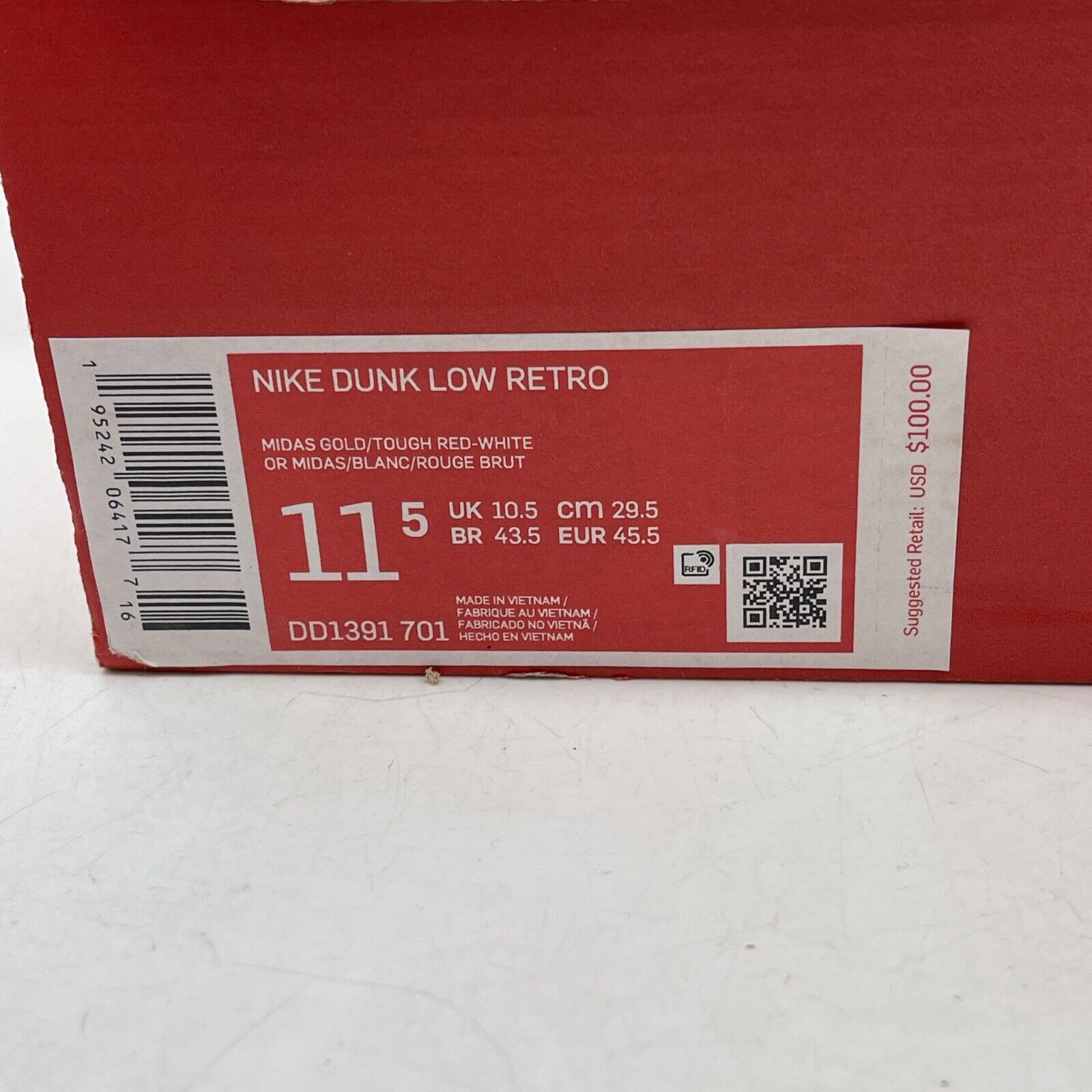 Size 11.5 - Nike Dunk Low USC Red Yellow White Leather (DD1391-701)
