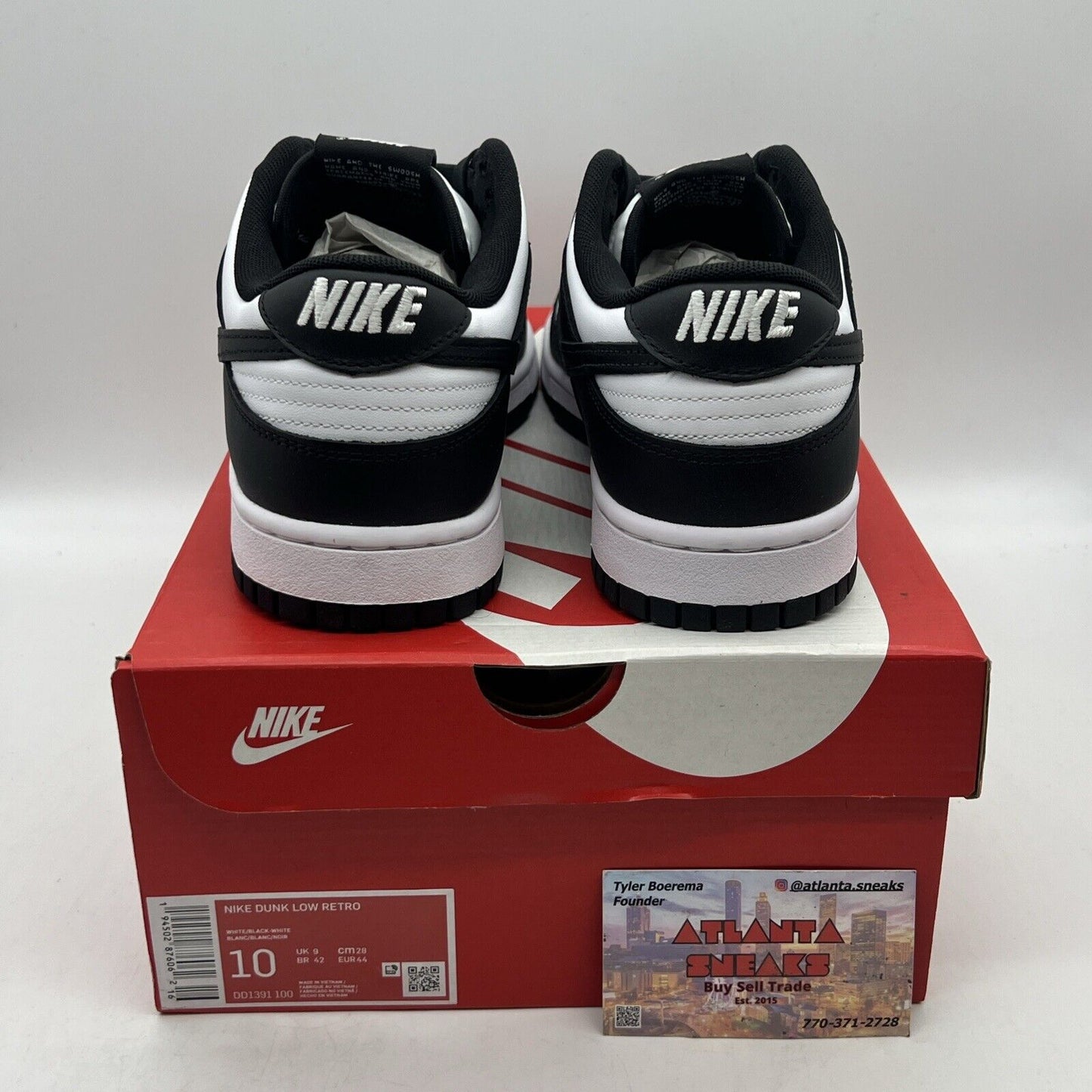 Size 10 - Nike Dunk Low Black White Brand New Og All