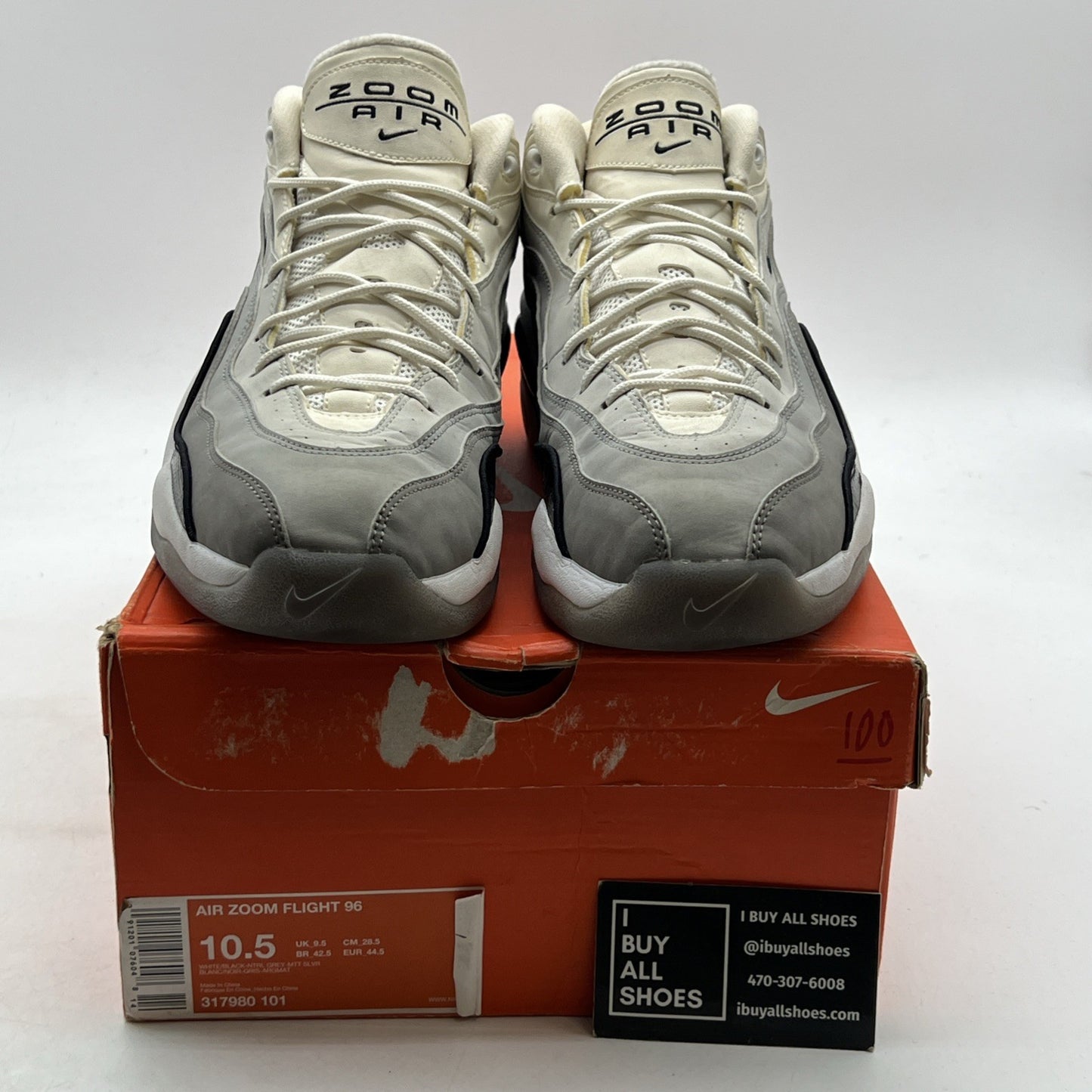 Size 10.5 - Nike Air Zoom Flight 96 White (317980-101)