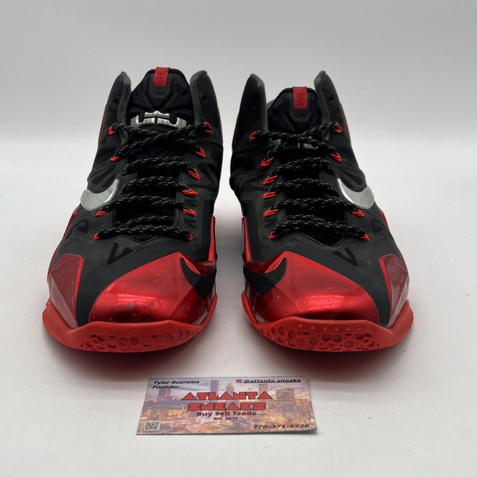 Size 11 - Nike LeBron 11 Away - Black Red Leather (616175-001)