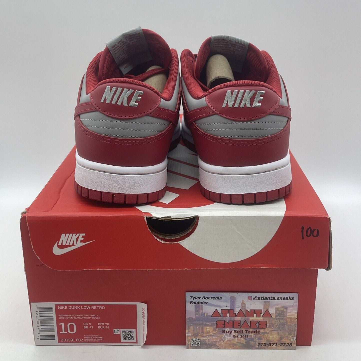 Size 10 - Nike Dunk Low SP UNLV 2021 Grey Red White Leather (DD1391-002)