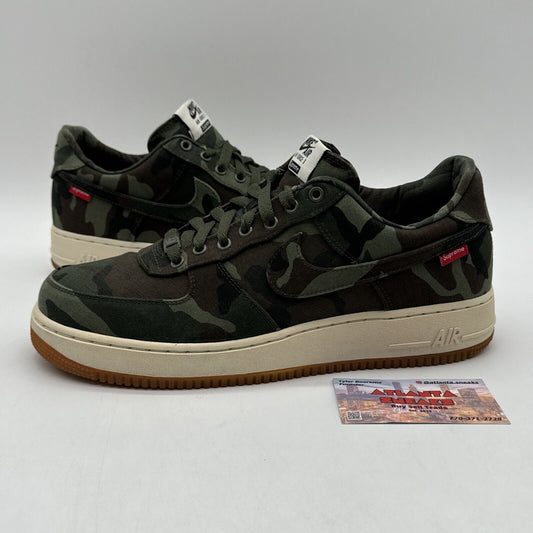 Size 11 - Nike Air Force 1 Low Premium '08 x Supreme Camo 2012 Gum Sole Vintage