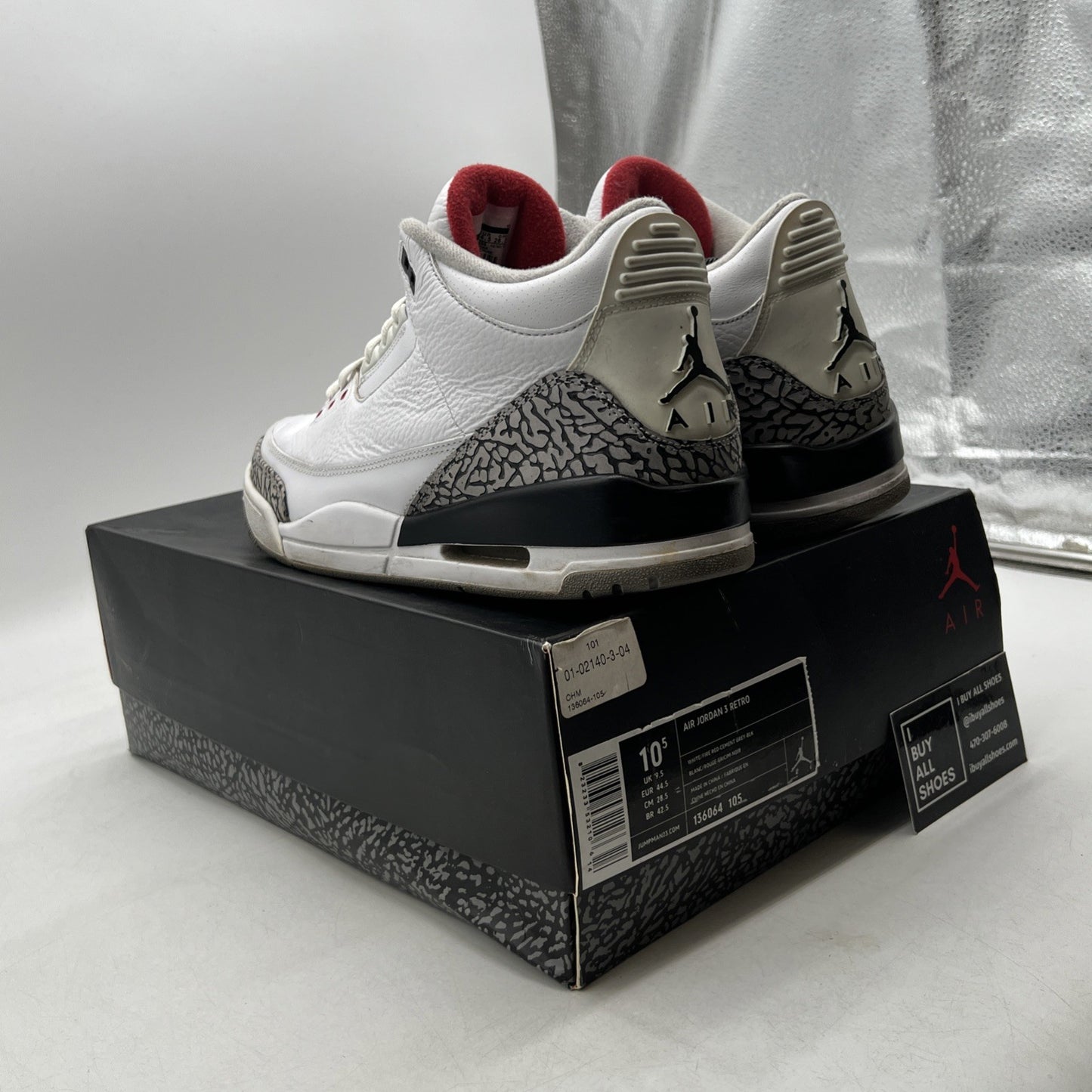 Size 10.5 - Air Jordan 3 Retro Mid White Cement Reimagined (136064-105)