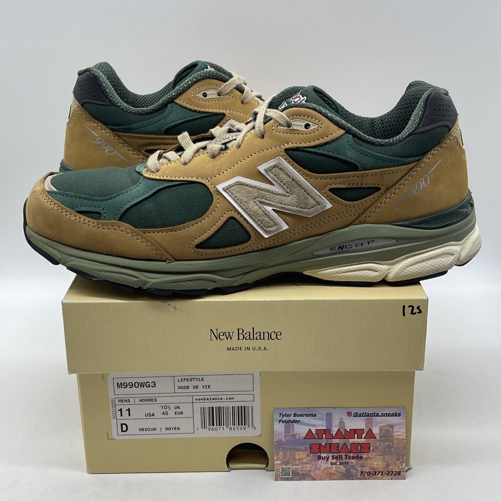 Size 11 - New Balance Teddy Santis x 990v3 Made in USA Tan Green Suede (M990WG3)