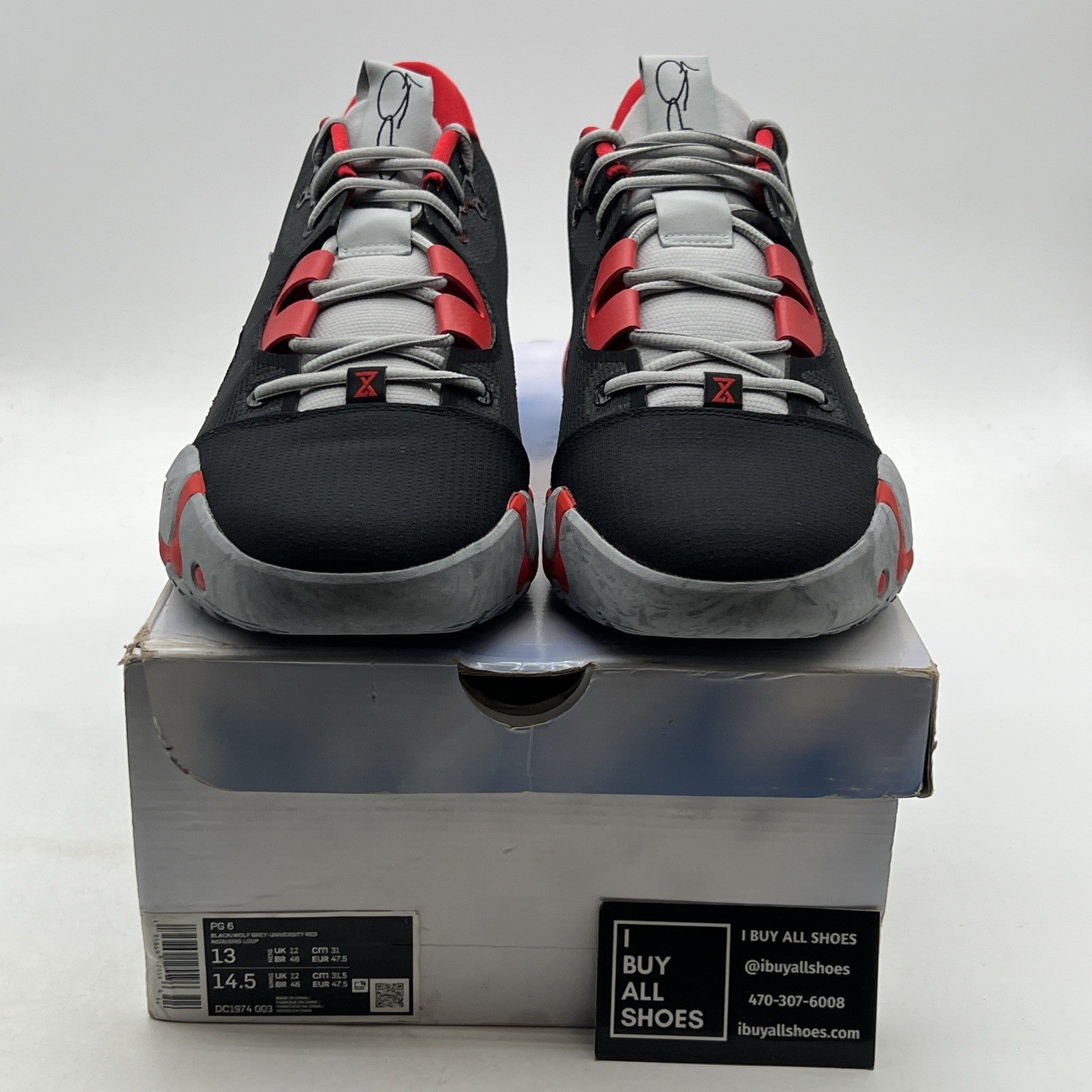 Size 13 - Nike PG 6 Bred Black/Red/Wolf Grey (DC1974-003)