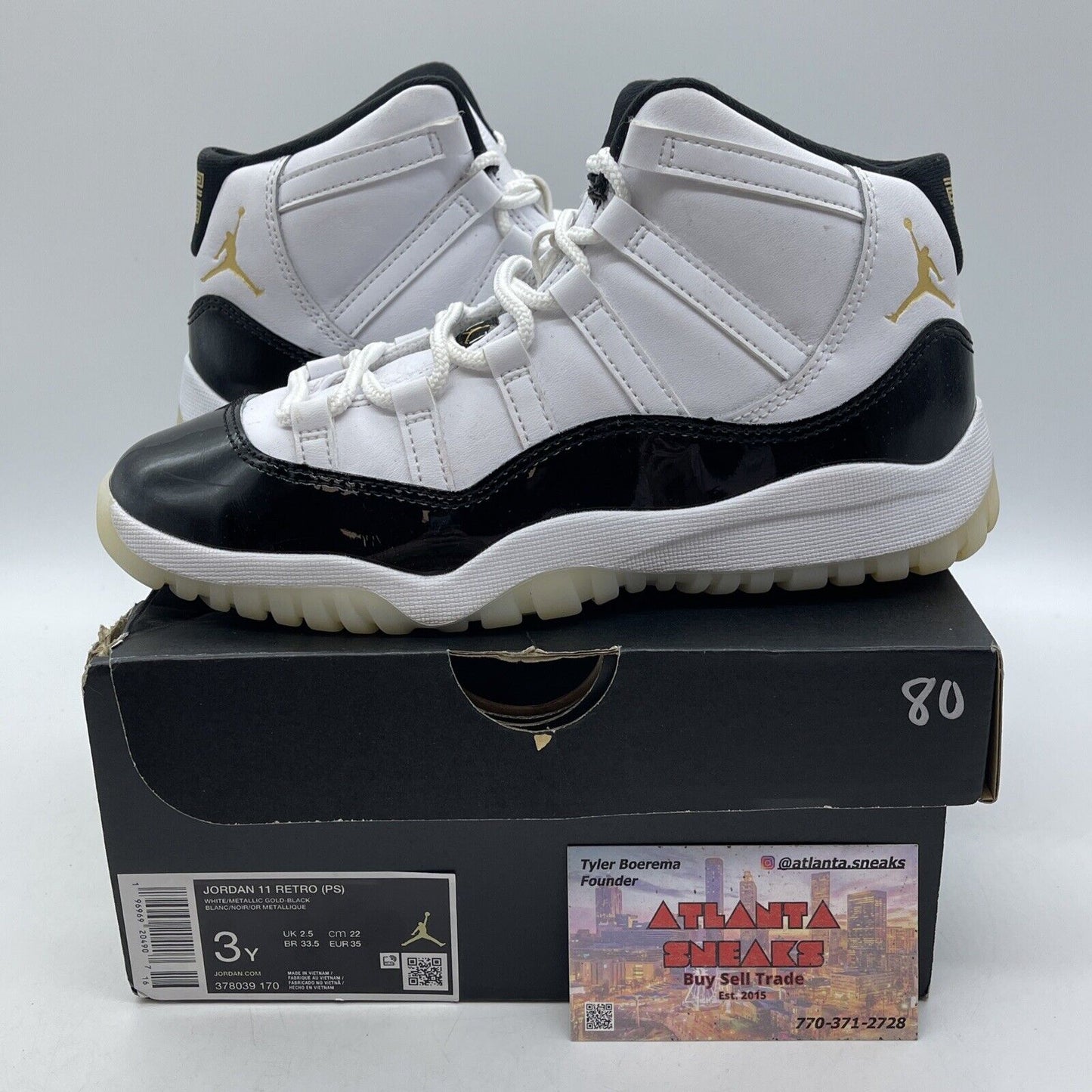 Size 3Y (PS) - Jordan 11 Retro Mid DMP White Black Leather (378039-170)
