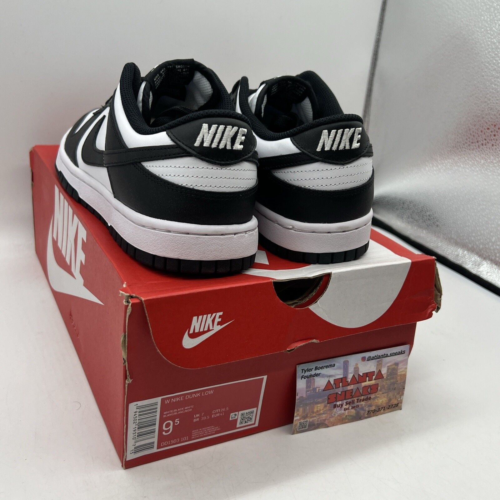 Size 9.5 - Nike Dunk Low Black White W Brand New Og All