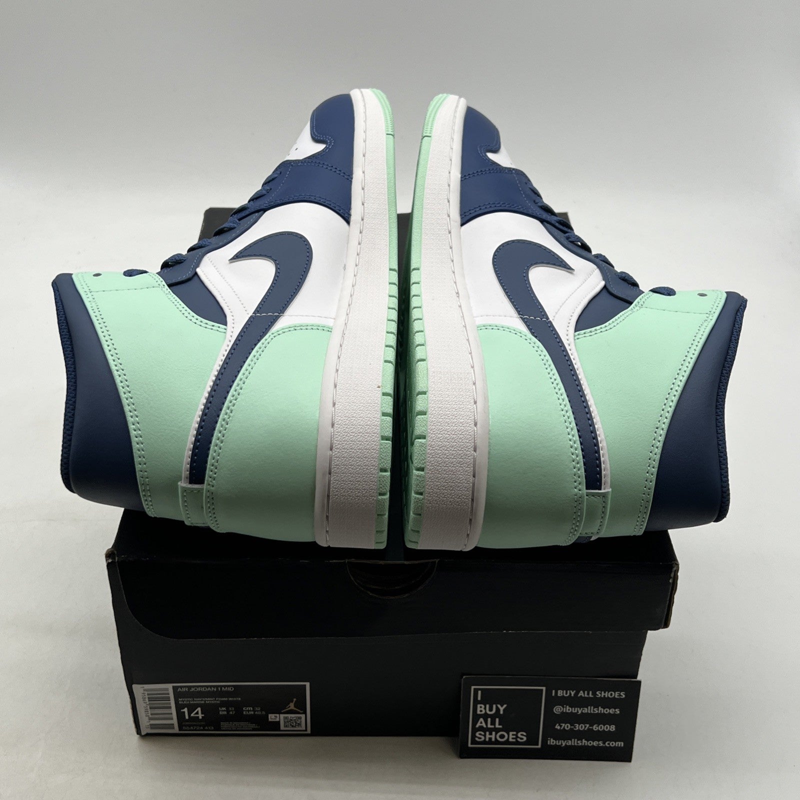 Size 14 - Air Jordan 1 Mid Blue Mint 2022 (554724-413)