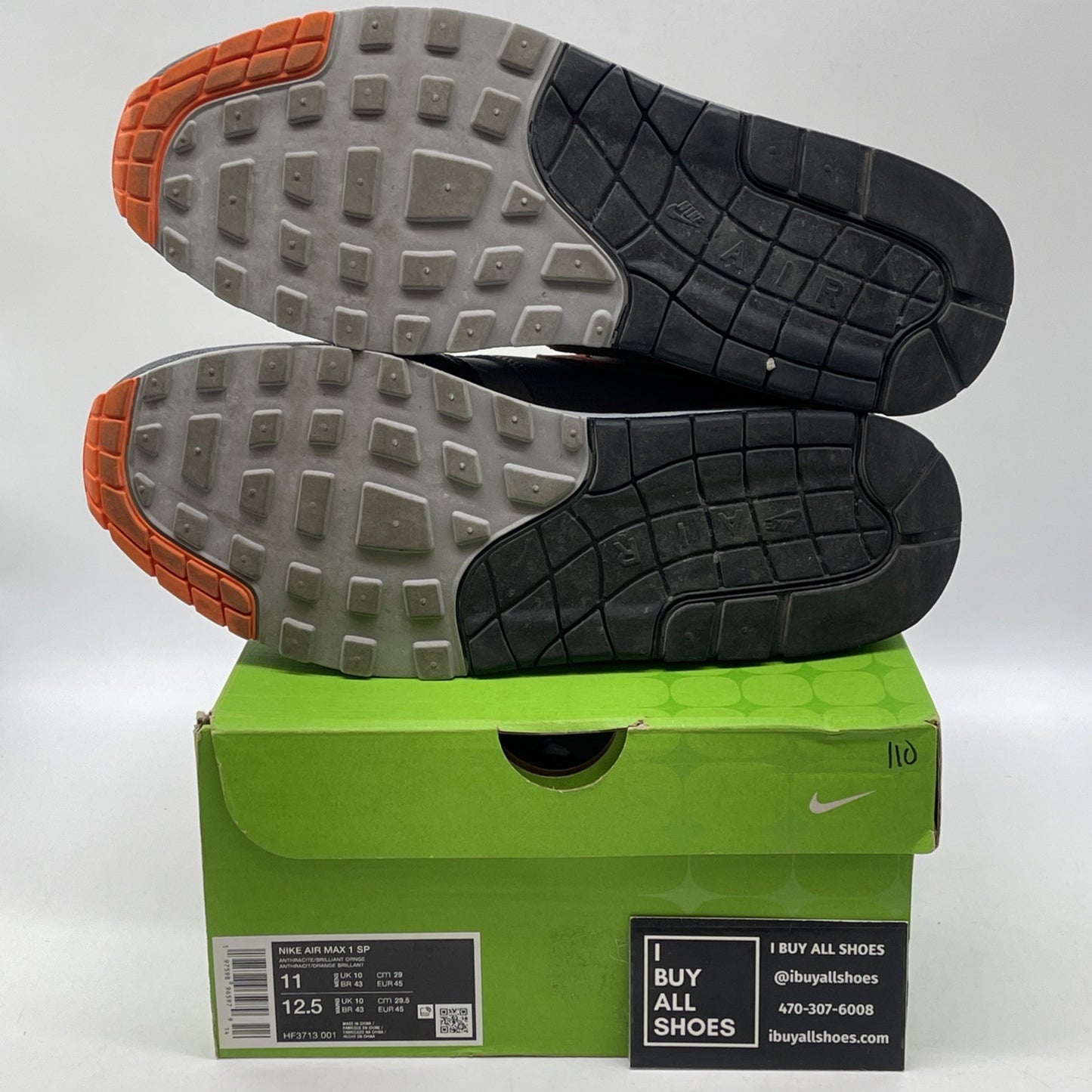 Size 11 - Nike HUF x Air Max 1 SP Orange Grey Suede Leather (HF3713-001)