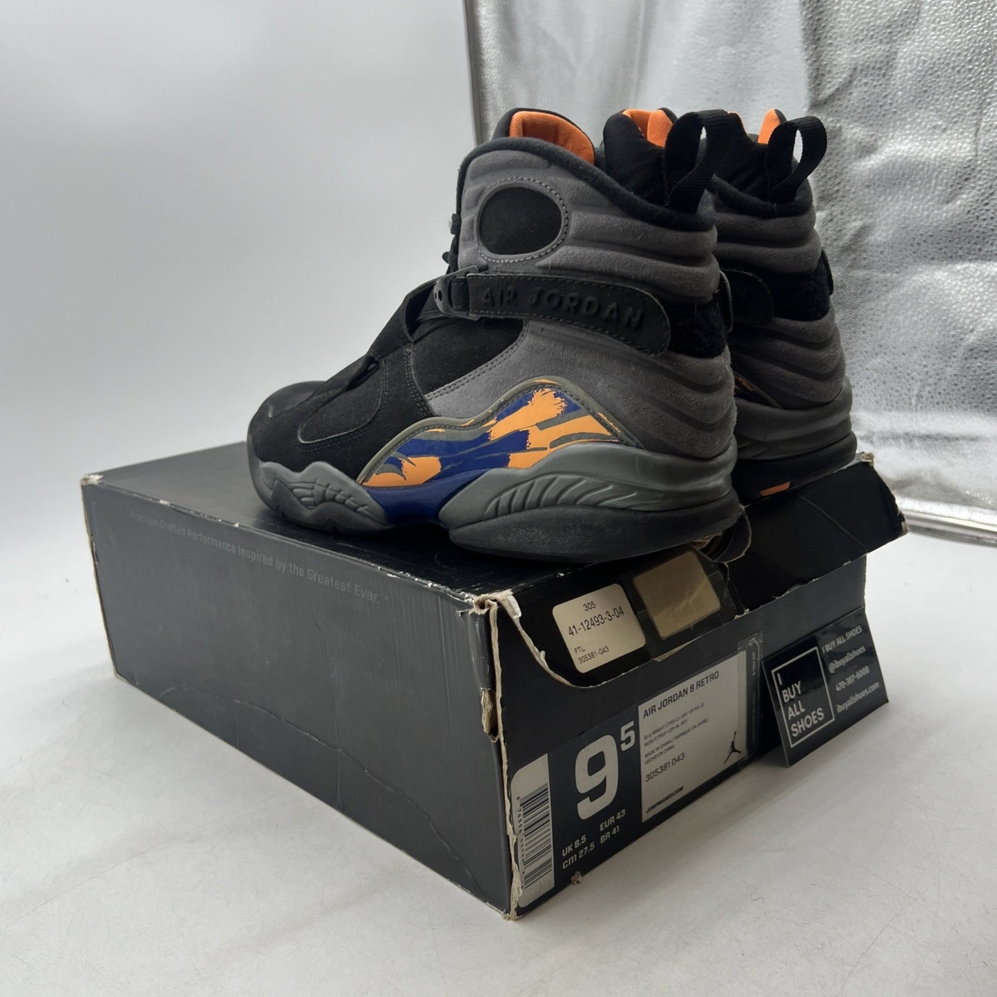 Size 9.5 - Air Jordan 8 Retro Phoenix Suns (305381-043)