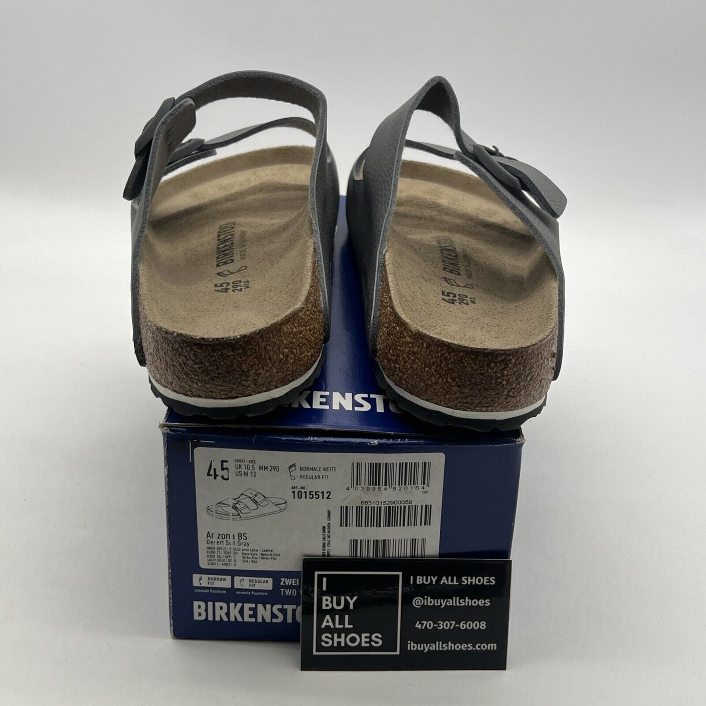 Size 12 - Birkenstock Arizona Bs Leather Unisex Shoes Color: Desert Soil Gray