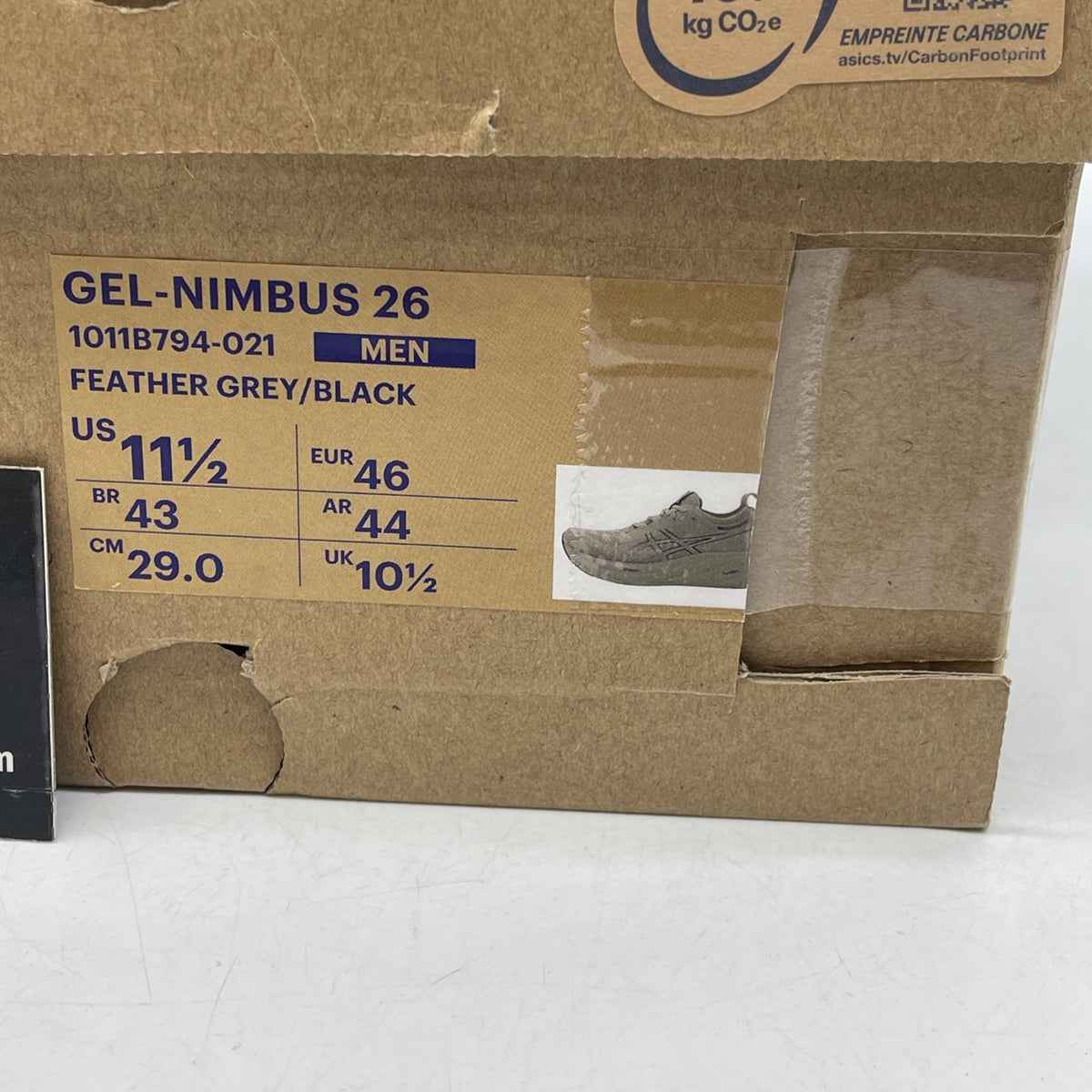 Size 11.5 - Asics Gel Nimbus 26 Feather Grey Black (1011B794-021)