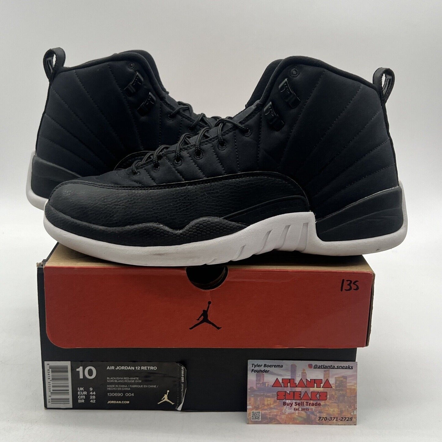 Size 10 - Air Jordan 12 Retro Neoprene Black White Red (130690-004)