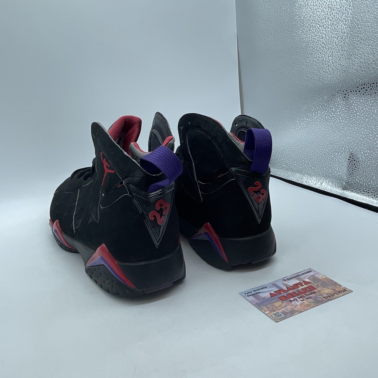 Size 9 - Air Jordan 7 Retro 2012 Raptor Black Red Purple Suede (304775-018)