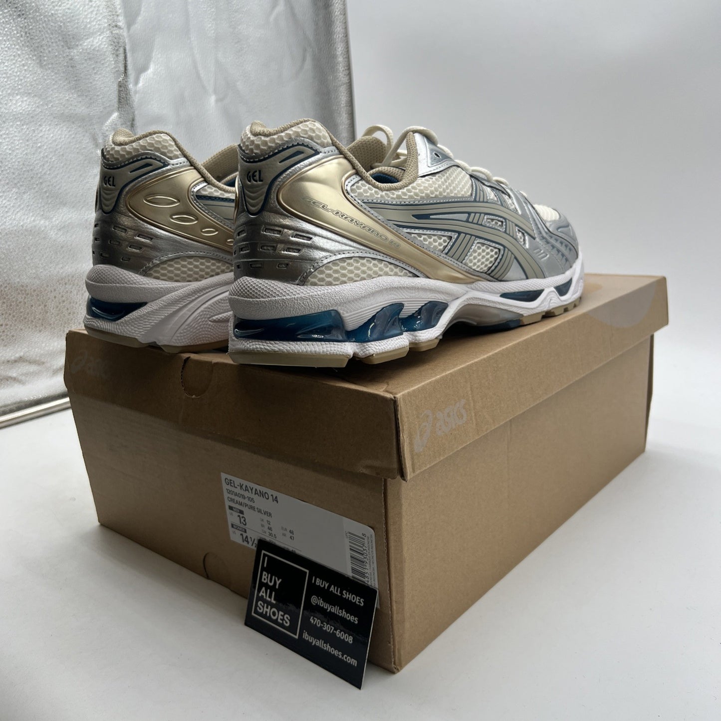 Size 13 - ASICS Gel Kayano 14 Cream Pure Silver (1201A019-105)