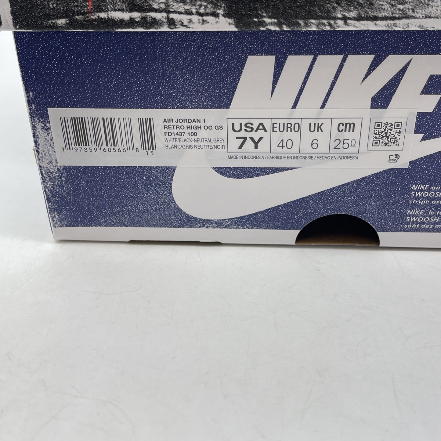 Size 7Y - Nike Air Jordan 1 High Rare Air Blue White Leather (FD1437-100(