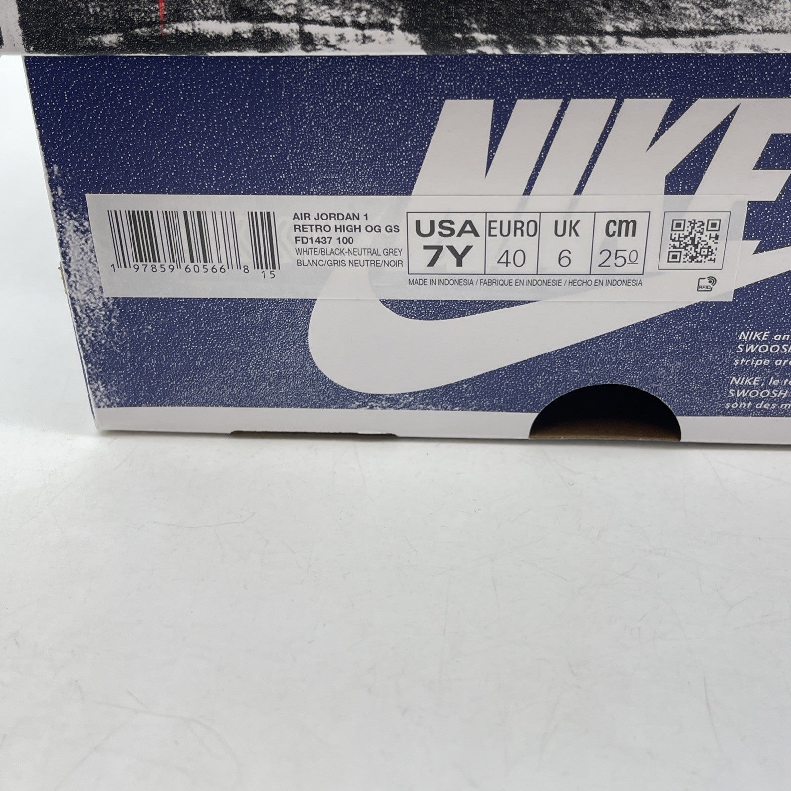 Size 7Y - Nike Air Jordan 1 High Rare Air Blue White Leather (FD1437-100(