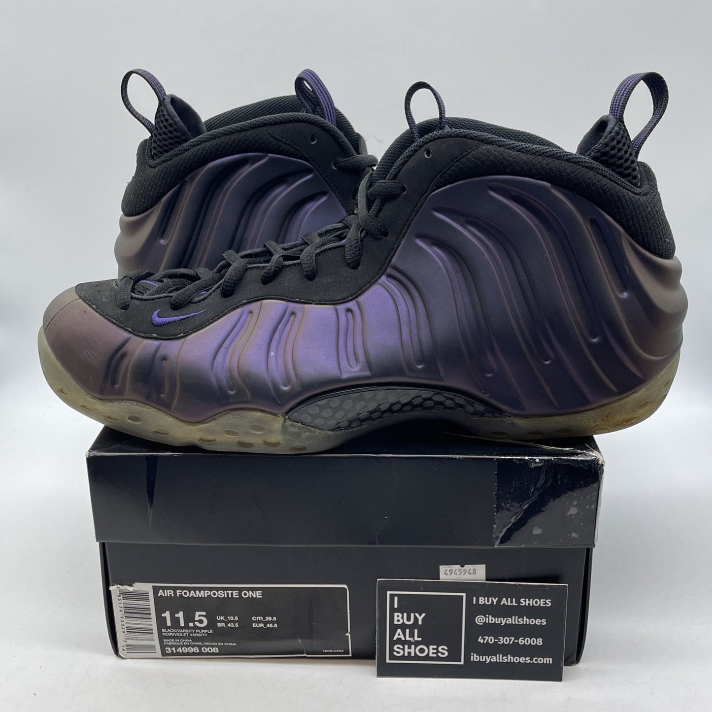 Size 11.5 - Nike Air Foamposite One 2017 Eggplant Purple Black (314996-008)