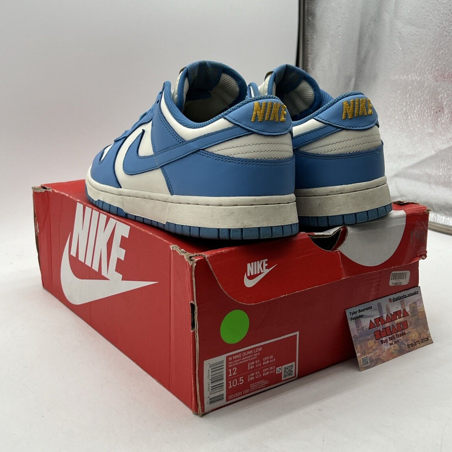 Size 12 - Nike Dunk Low Coast W White Blue Yellow Leather (DD1503-100)