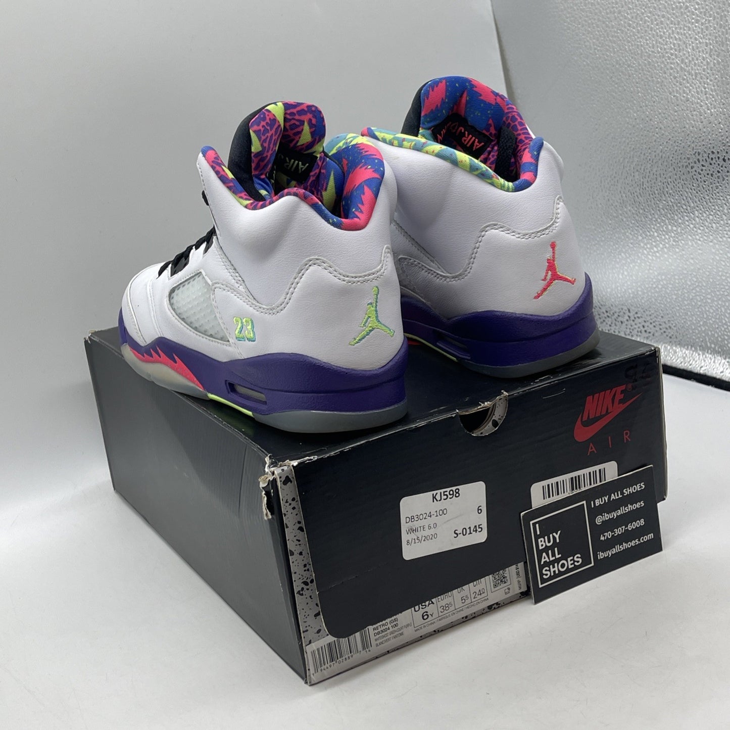 Size 6 - Jordan 5 Retro Alternate Bel-Air Court Purple Ghost Green (DB3024-100)