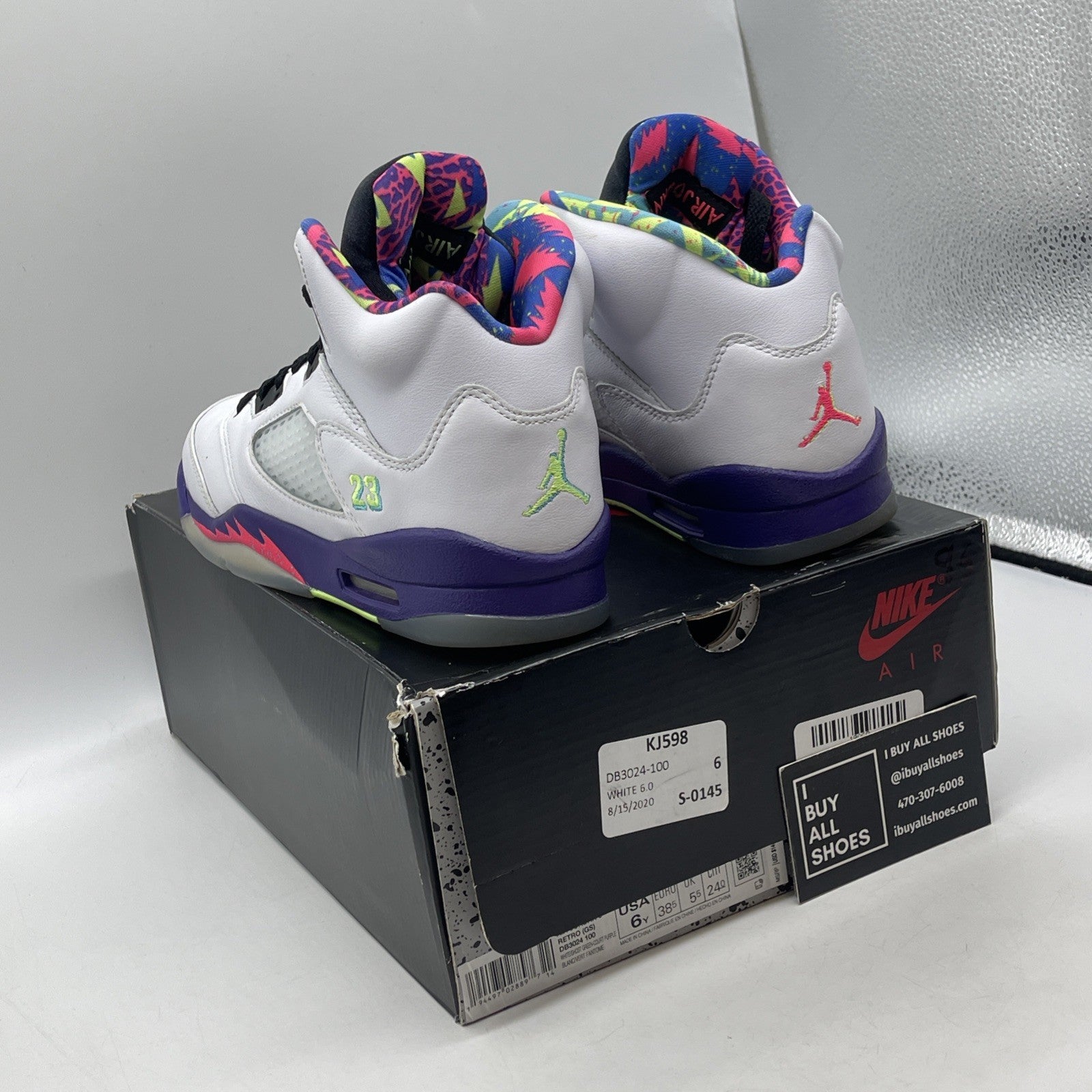 Size 6 - Jordan 5 Retro Alternate Bel-Air Court Purple Ghost Green (DB3024-100)