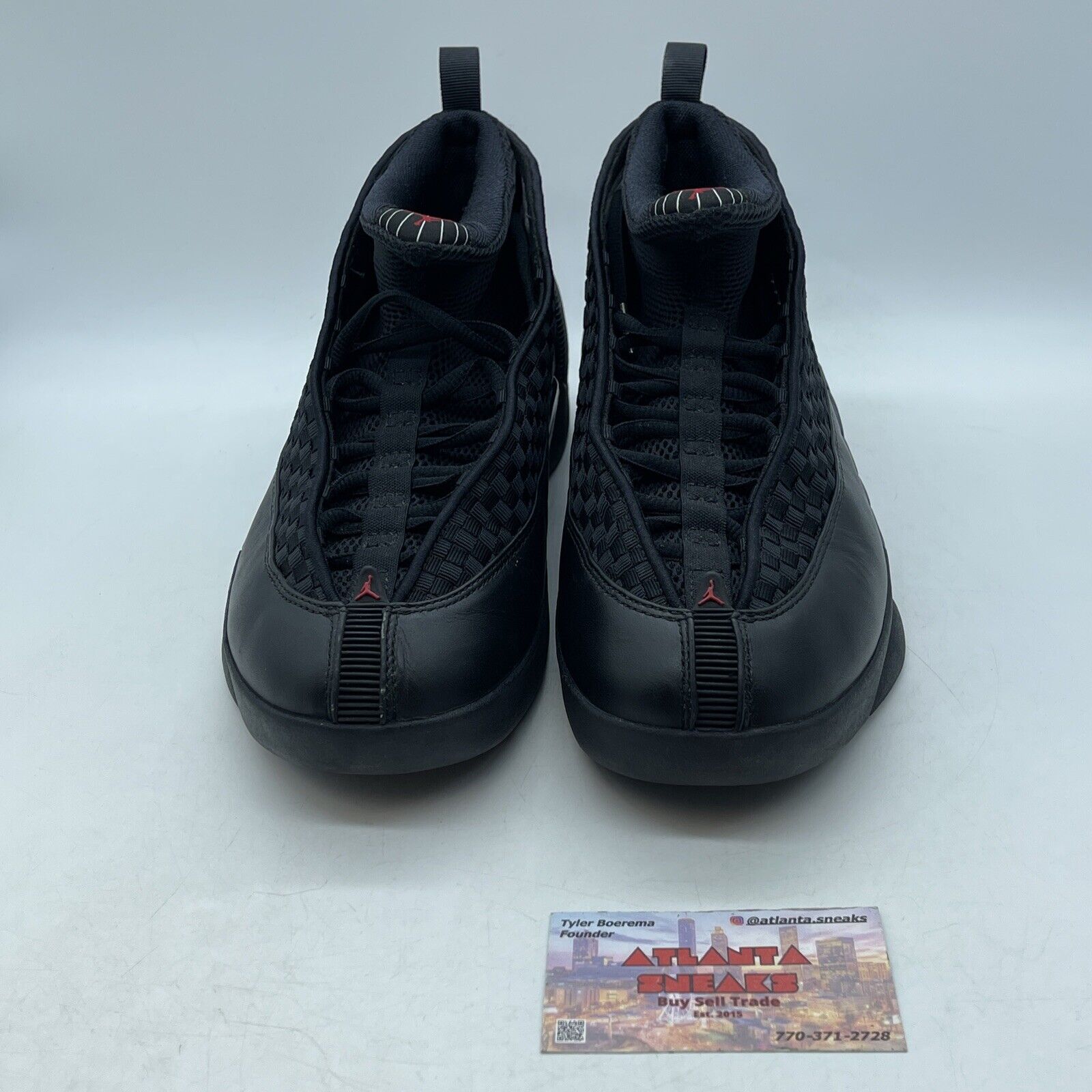 Size 9.5 - Air Jordan 15 Retro 2017 Stealth Black White Red Leather (881429-001)