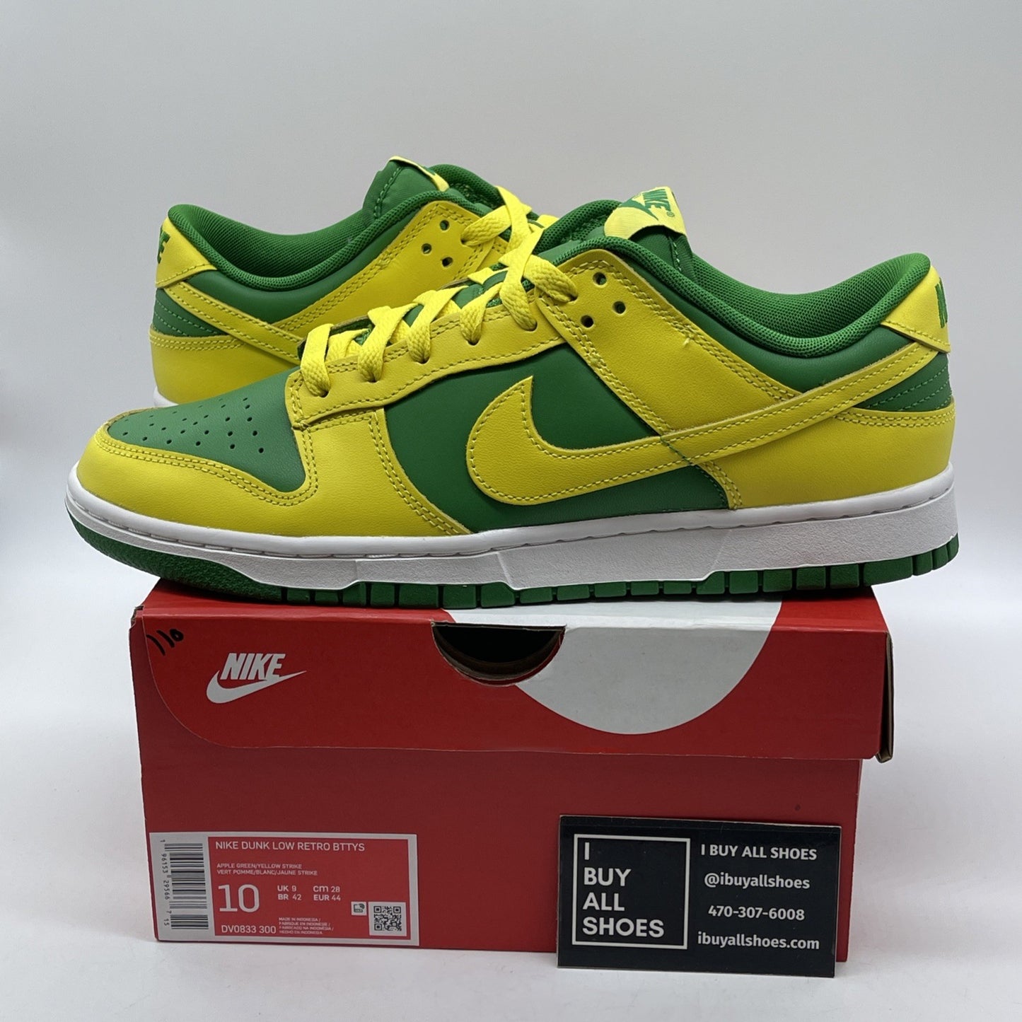 Size 10 - Nike Dunk Low Reverse Brazil Green Yellow (DV0833-300)