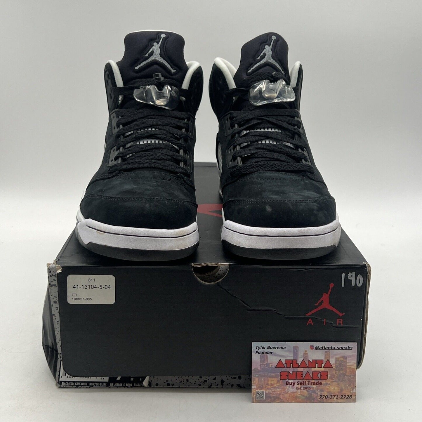 Size 9.5 - Air Jordan 5 Retro 2013 Oreo White Black Suede (136027-035)