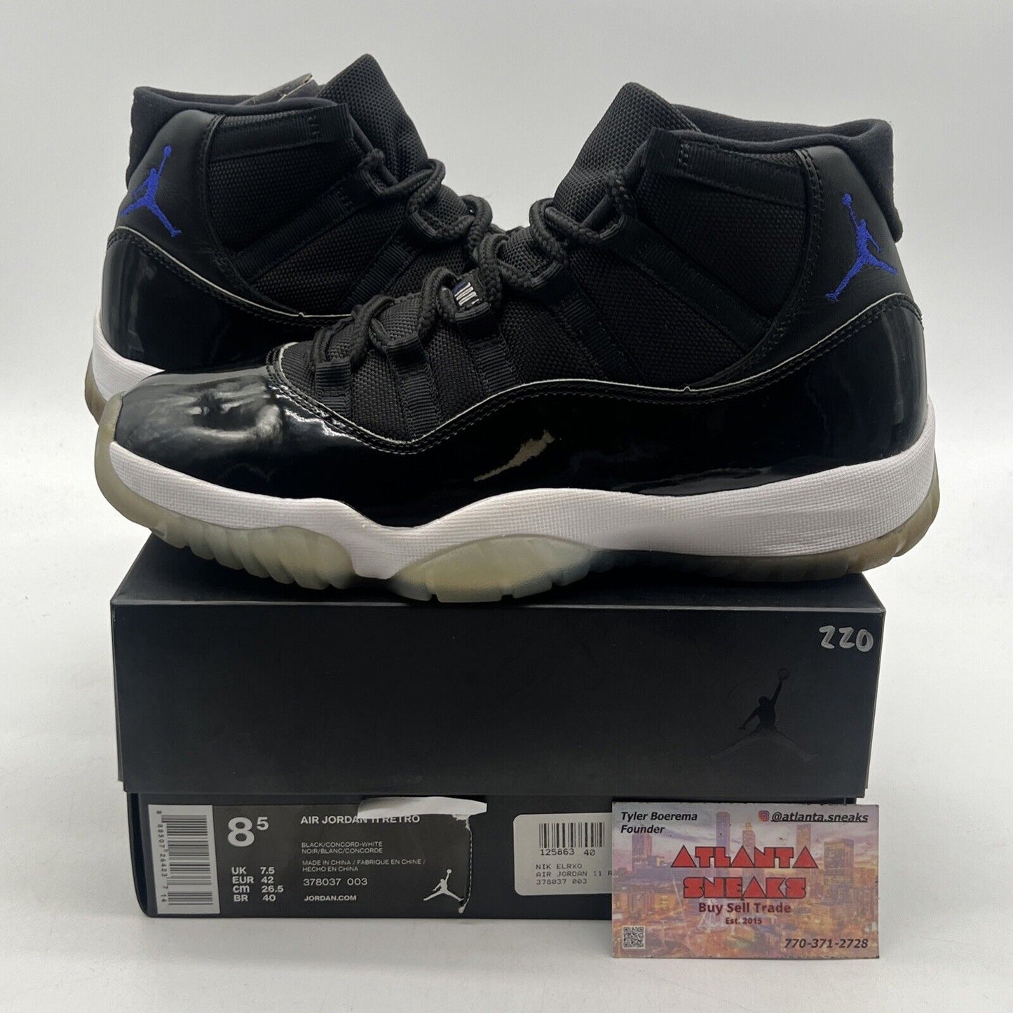 Size 8.5 - Jordan 11 Retro High Space Jam Black White Blue Leather (378037-003)