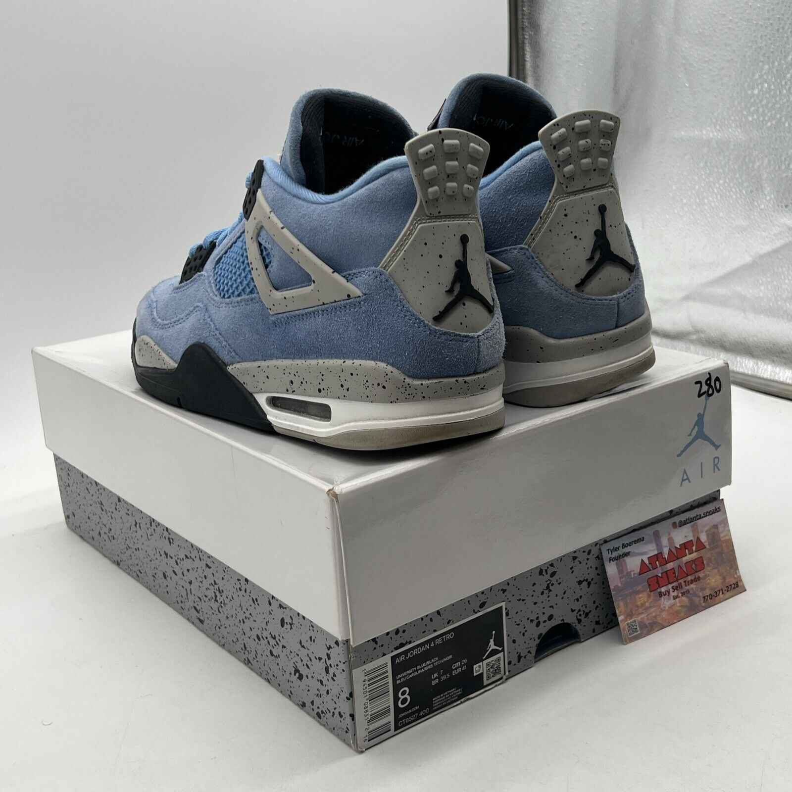 Size 8 - Jordan 4 Retro Mid University Blue Grey Black Suede (CT8527-400)